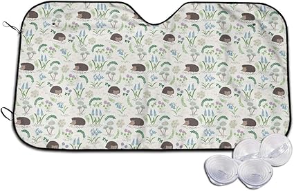 Amazon サンシェード かわいいハリネズミ柄 車用 日除け 車ガラス用 フロント紫外線 日差 遮光 断熱 吸盤4個付 簡単取付 収納 ベビー マタニティ ベビー マタニティ 通販