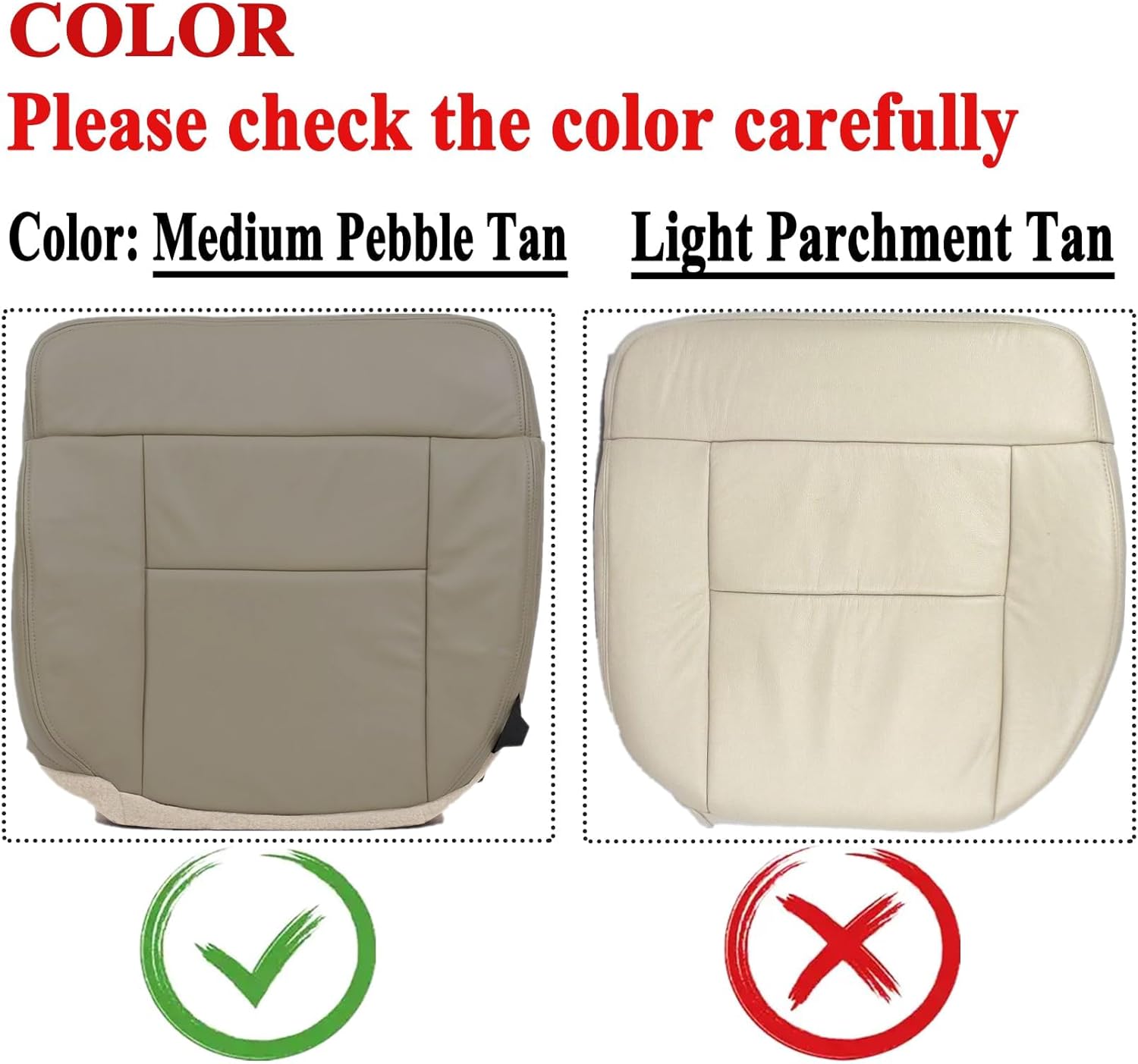 NLQR Front Passenger Side Bottom Replacement Seat Cover Beige Tan Microfiber Leather Compatible with Ford F150 Lariat 2004 2005 2006 2007 2008