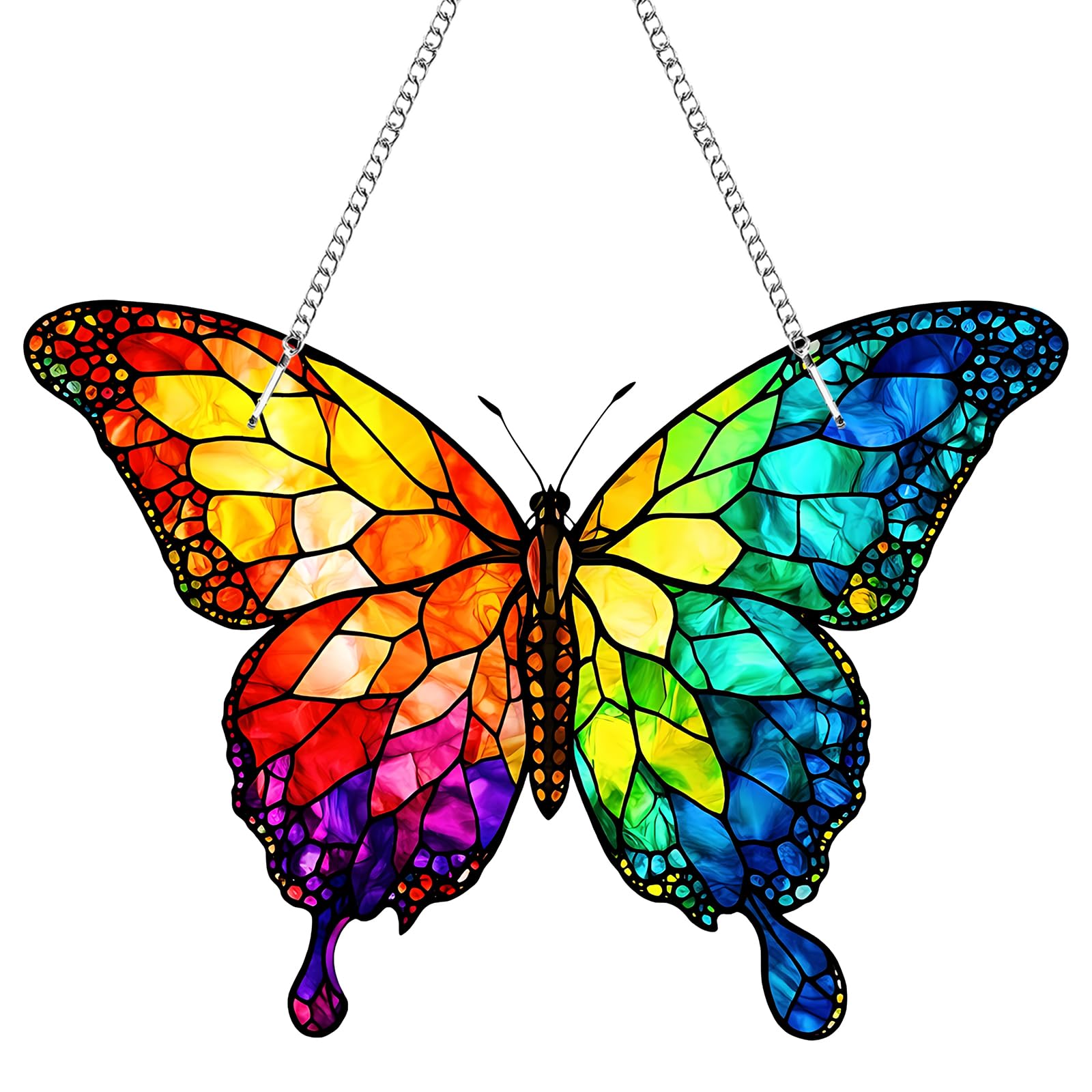 Butterfly Suncatchers for Windows Hanging, Butterfly Sun Catcher, Stained Glass Window Hanging Ornament, Acrylic Sun Catchers Indoor Window for Garden, Home, Indoor, Outdoor Decor