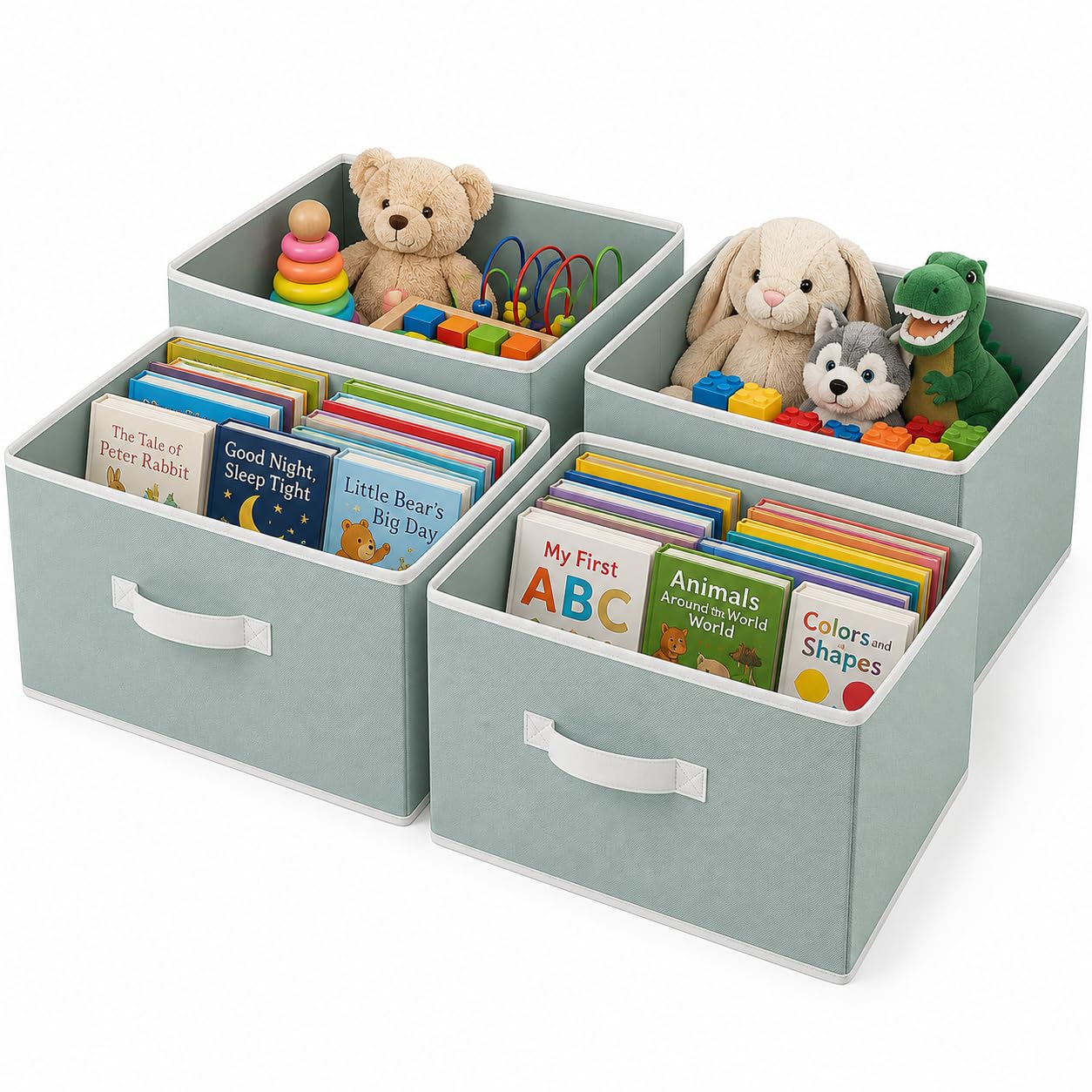 foldable fabric storage box with handle 40 x 29 x 23 cm non woven storage basket for clothes toys books towels wardrobe closet shelf organizer collapsible storage bin (4, grey)