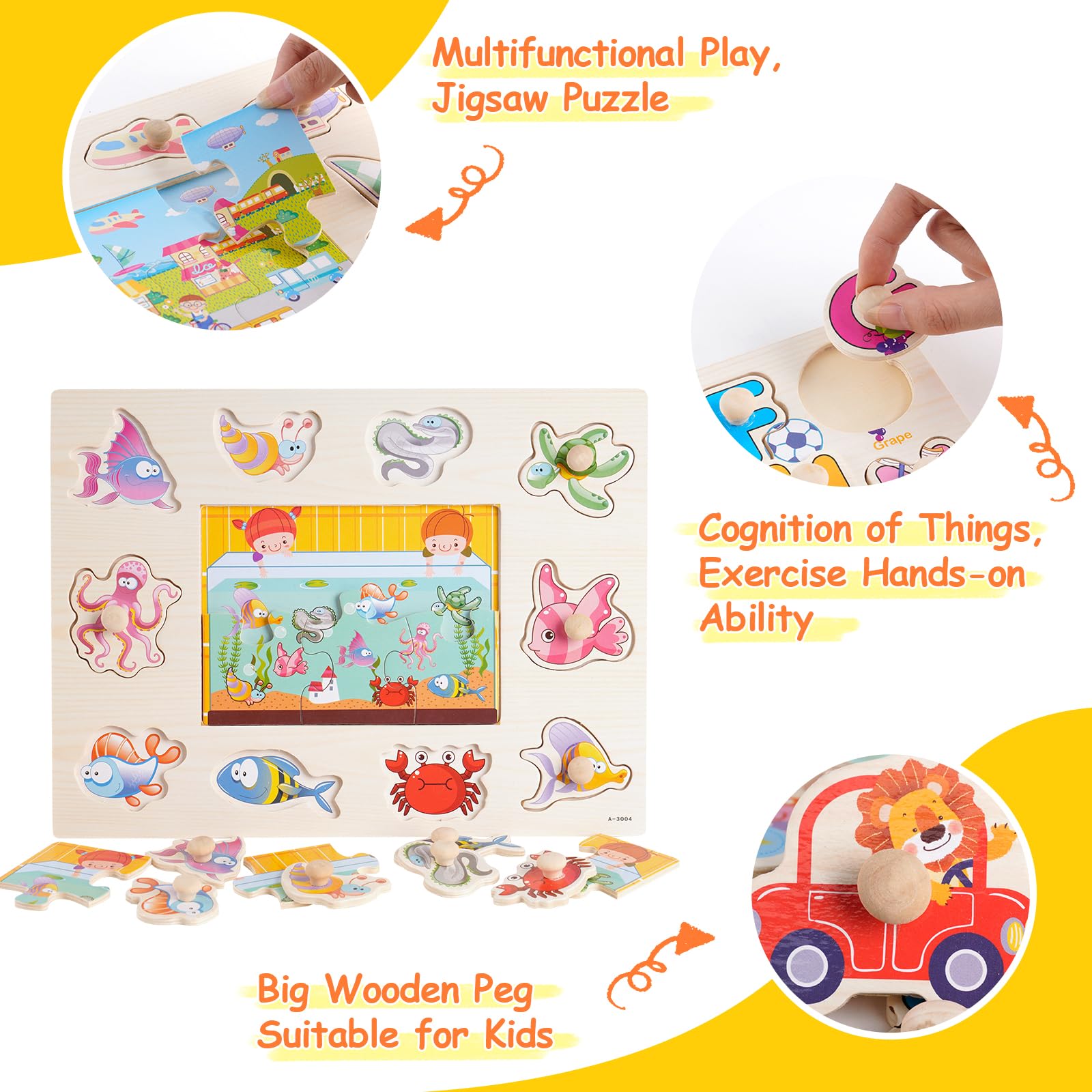 6-teiliges Holzpuzzle Set Für Kinder - Lernspielzeug Ab 2 Jahren