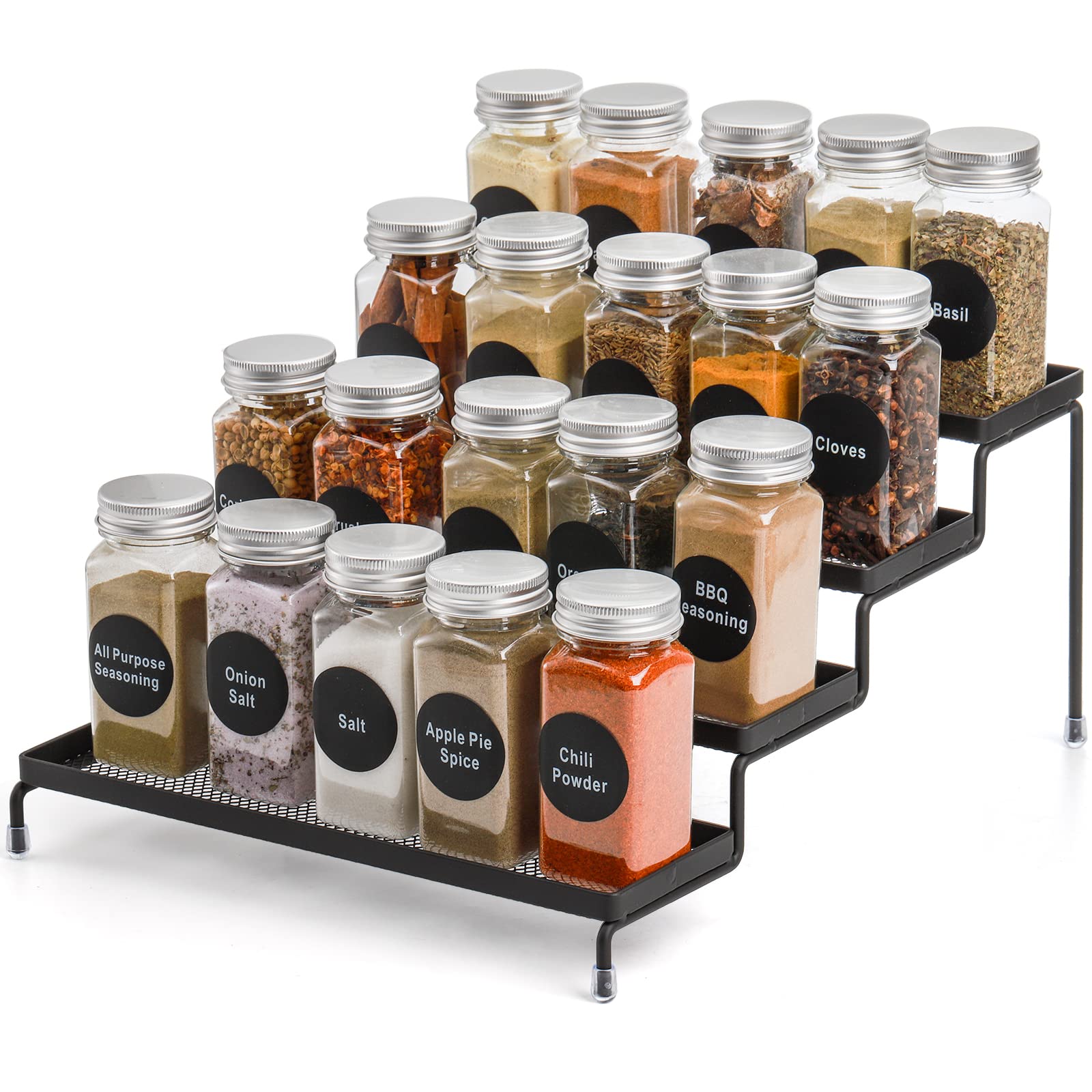 Hiceeden 4 Tier Metal Spice Rack Organizer, Spice Storage Step Shelf