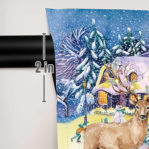 Miniatura 5 de Cortina de ventana de Navidad de invierno de 82 x 84 pulgadas, muñeco de nieve, Papá Noel, cervatillo, pinos, hogar, dormitorio, sala de estar,