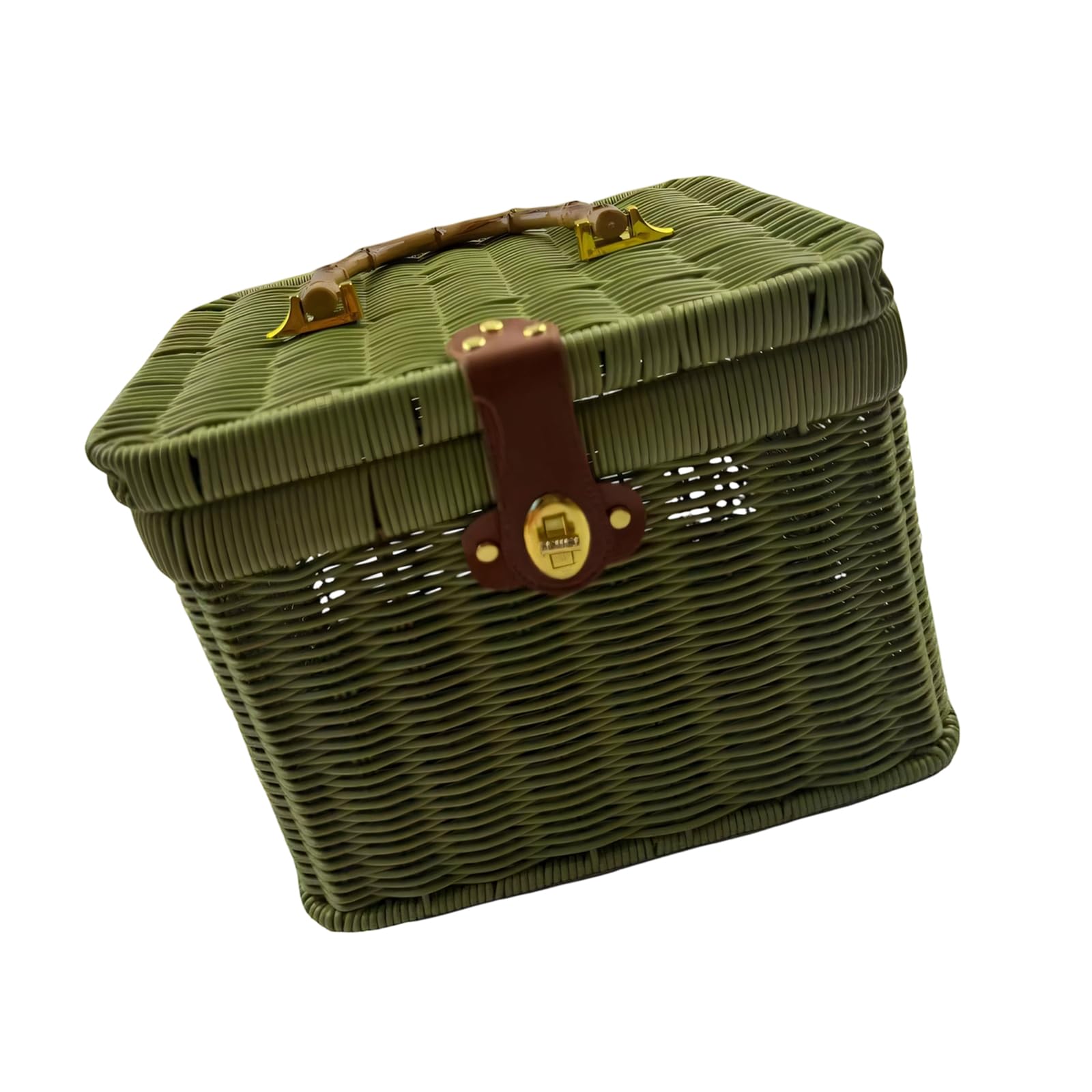 KAHDGSS Handwoven Storage Box with Carry Handle Storage Basket with Lid for Moving and Travel Portable Container for Home