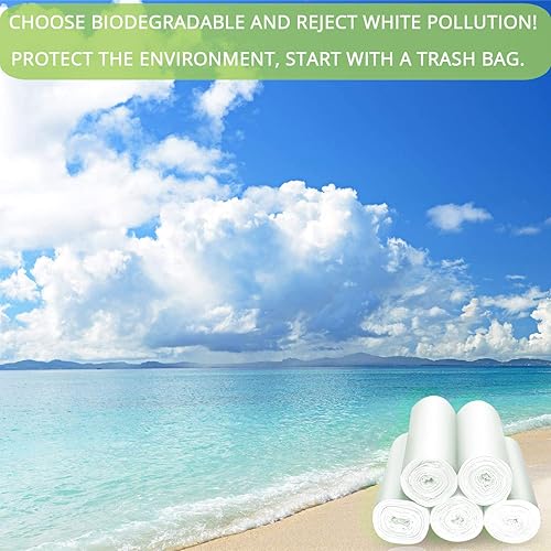 Vista 6 de Bolsas de basura biodegradables de 6 galones, 100 bolsas de basura compostables, bolsas de basura compostables, para oficina, baño, cocina, hogar