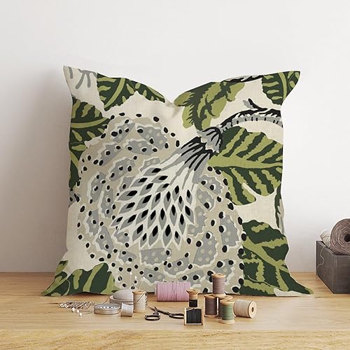 Vista 64 de ArogGeld Chinoiserie - Fundas de almohada escénicas asiáticas, estilo asiático, funda de almohada azul y verde Kelly, funda de cojín para decoración