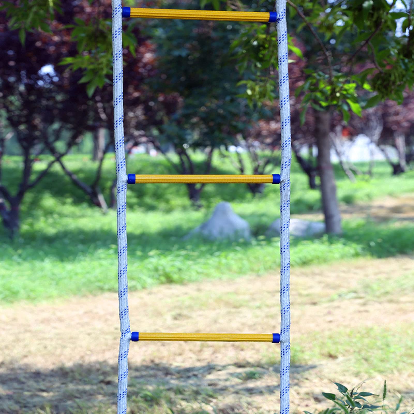 PHONME Échelle de Corde 3m 5m 8m 10m 15m 20m ÉChelles De Secours Incendie Échelle de Corde de Sauvetage Échelle de Corde D'évacuation avec 2 Crochets pour Enfants et Adultes Rapide À (Size:5m)