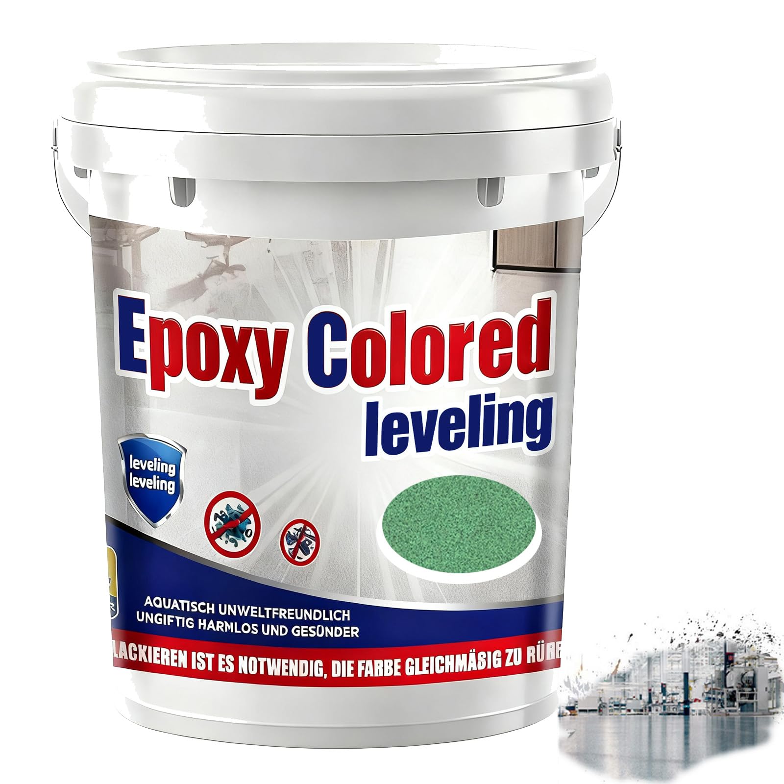 Epoxy Sand Floor Paint, Epoxy Floor Paint, High Gloss Marble Finish Epoxys Floors Coating, Suitable For Indoor And Outdoor (Bright green,Cover 7 sq. ft) — image 1