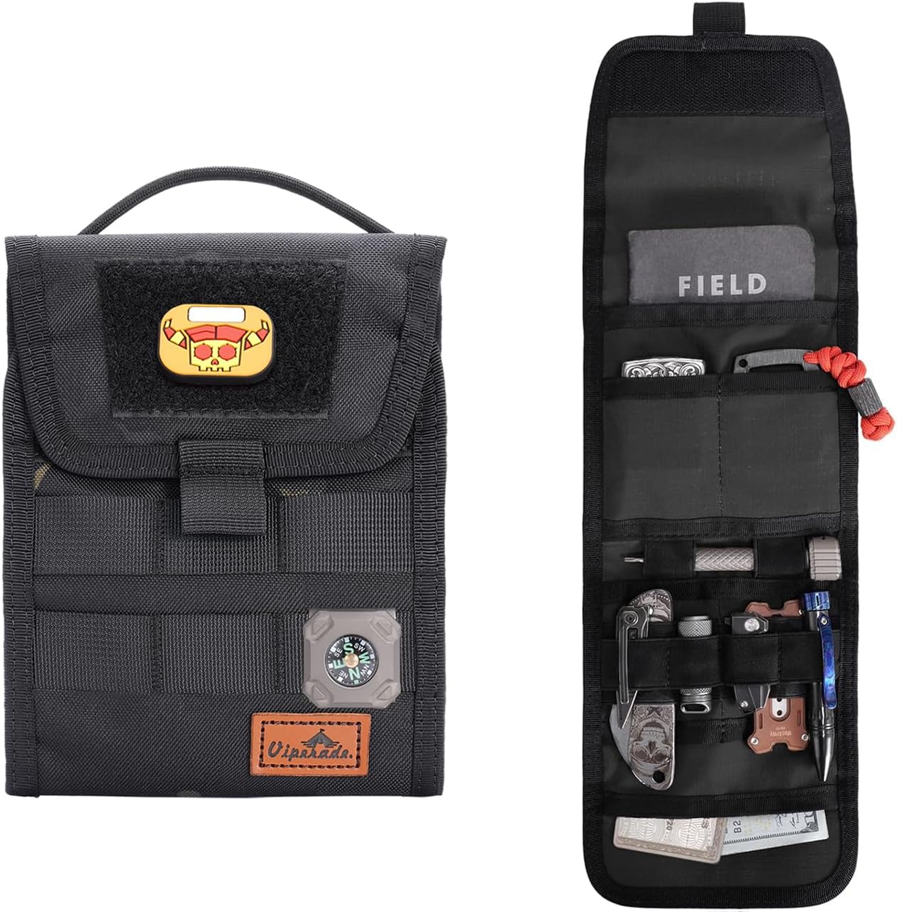 VIPERADE VE12 Folding EDC Organizer Pouch, Molle Tool Bag, Trifold Tool Pouch, Utility EDC Pocket Organizer for Outdoor and Daily Used