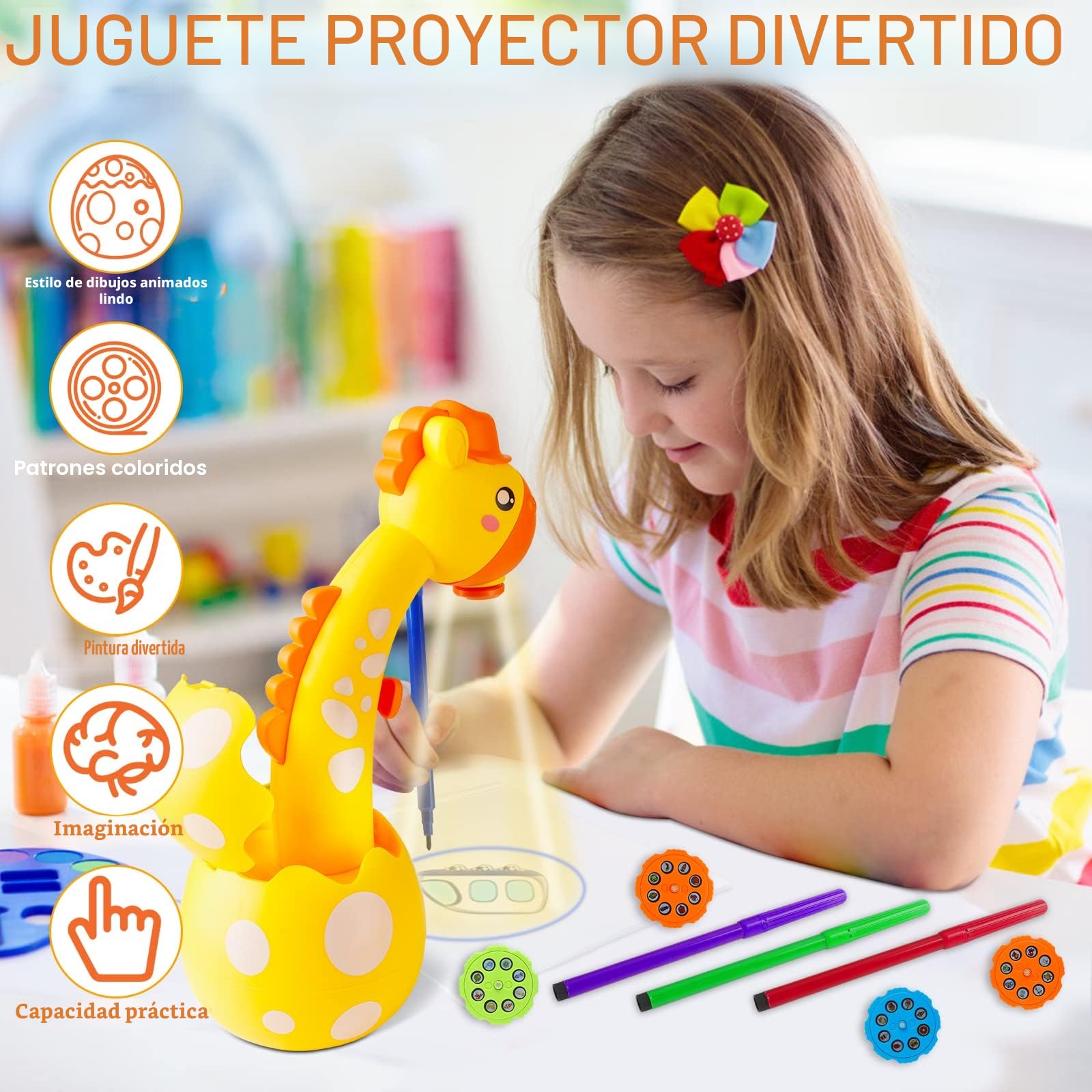 KETIEE Proyector de Dibujos para Niños,Juguete de Dibujo con Proyector de Arte Juego de Mesa de Dibujo Educativo de Proyección de Aprendizaje Proyector Inteligente para Niños Niñas 3-6 Años,Amarillo