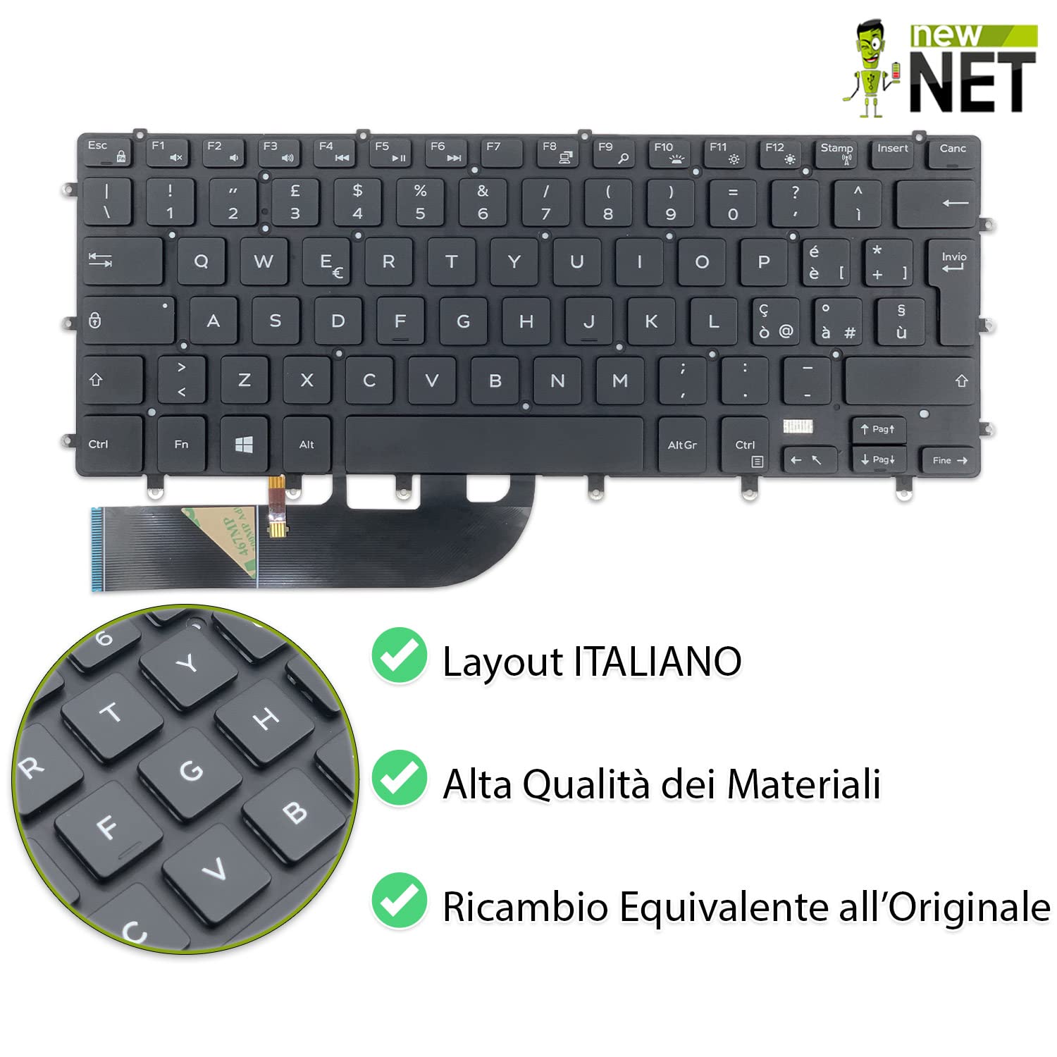 new net - Keyboards - Tastiera Italiana Compatibile con Notebook dell Precision 5520 5530 5540 5510[ Senza Frame - Retroilluminata - Layout ITA ]