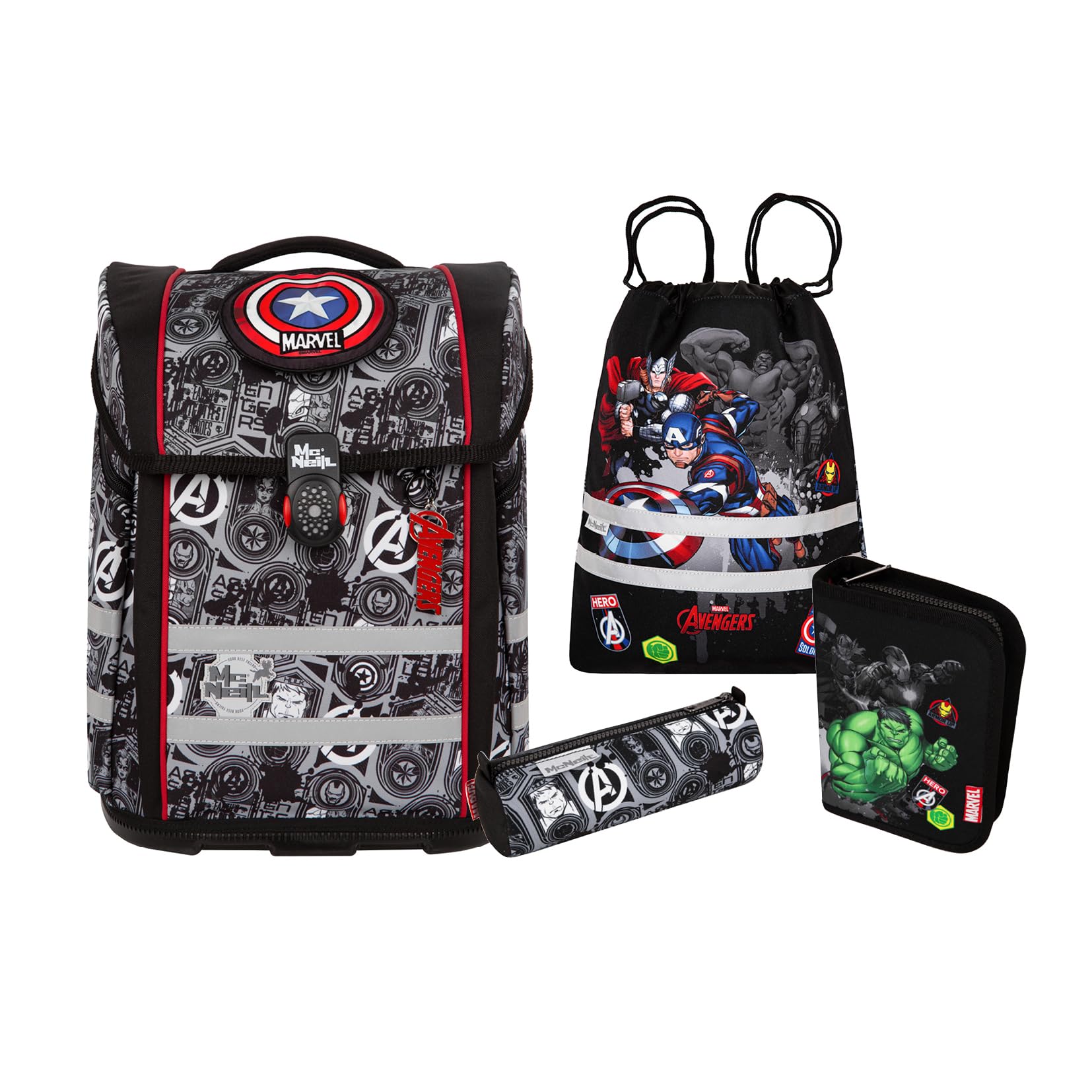 McNeill Perfecto Schulranzen-Set 5tlg Marvel-Avengers