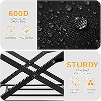 Vista 5 de Carros plegables con ruedas, portátil, de 220 libras, para comestibles, deportes, jardín, playa, compras, campamento (negro)