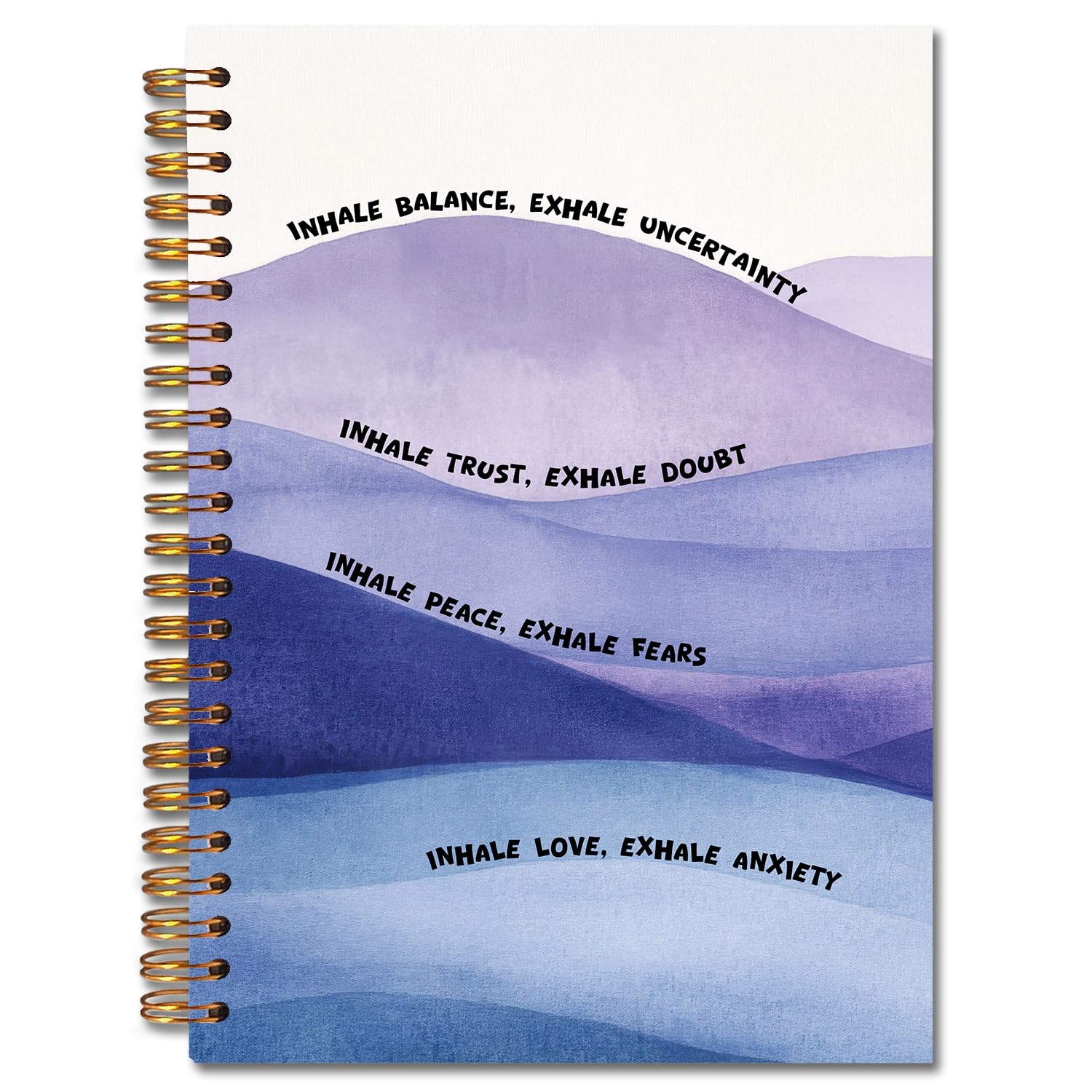 JINYO Inhale Exhale Mental Health Mindfulness Notebook, Anxiety Journal, Therapy Journal for Mental Health, Anti Anxiety Gifts, Stress Relief Gifts, Abstract Inspirational Spiral Notebook 5.5×8.3 Inch
