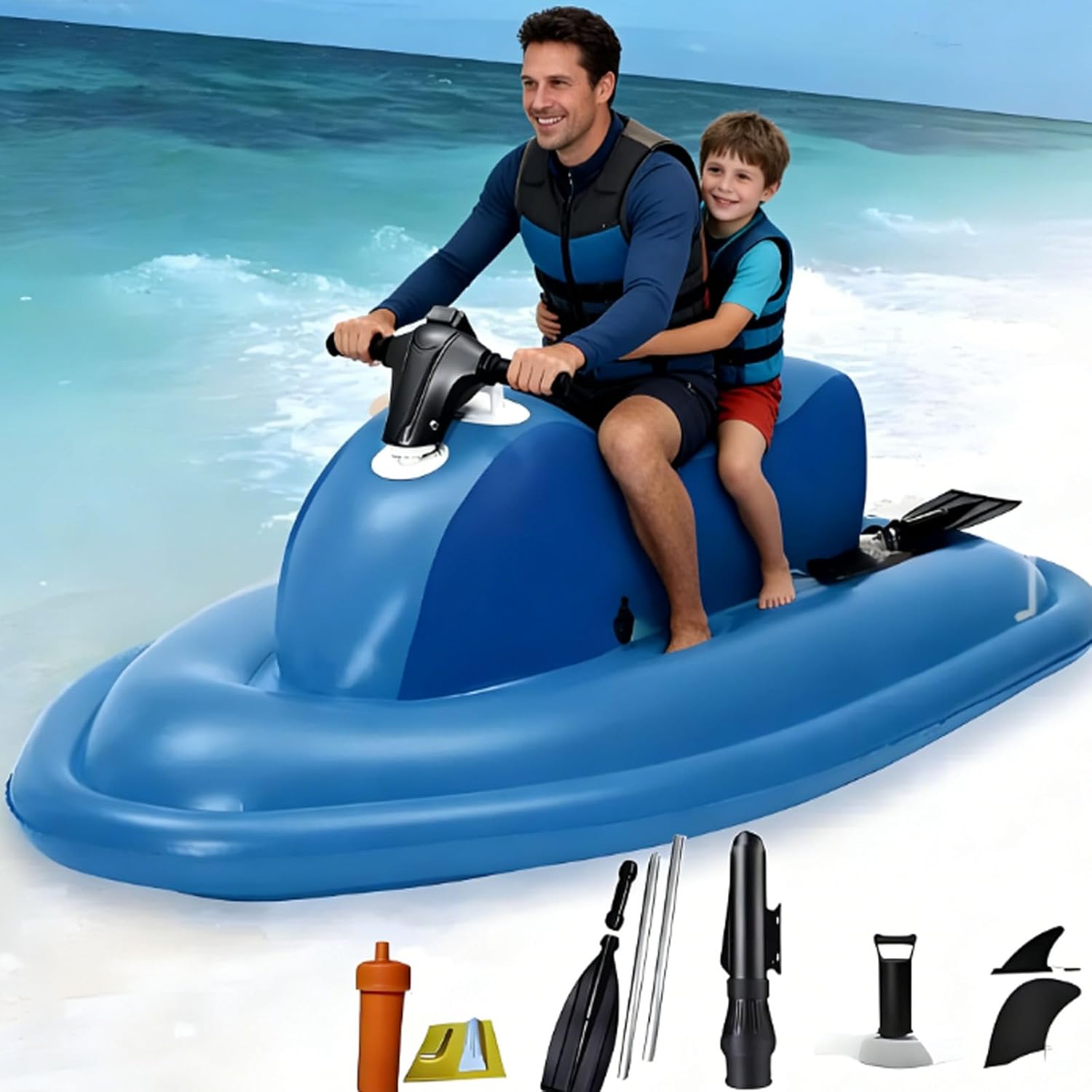 New 2-Person Electric Underwater Jet Boat with Dual Safety Fins & Scooter - 3-9km/H Speed, 130min Runtime, 3.5h Quick Charge, 40m Depth Rating for Snorkeling