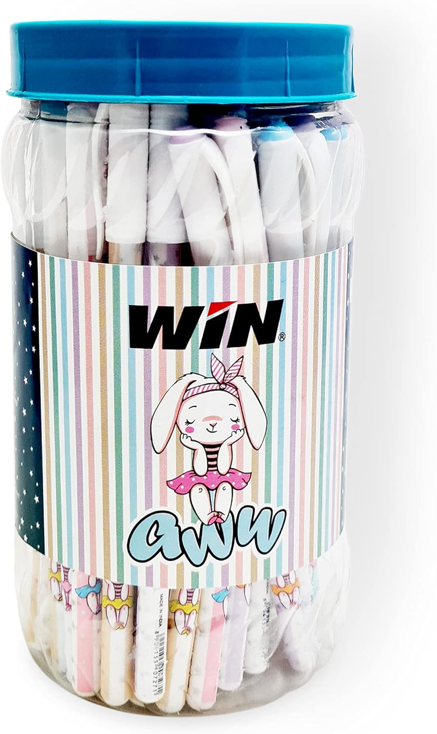WIN Aww 50 Pens Jar, Blue Ink | Gifts for Stylish Girls & Women | Pens for Writing | 0.7 mm Tip | Ball Pens Pack | Stationery Set for Students | Best Ball Pens for Smooth Writing