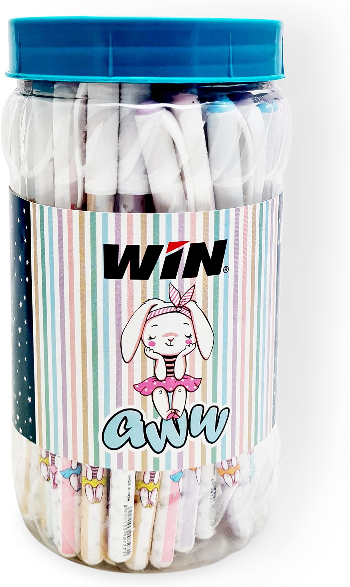 WIN Aww 50 Pens Jar, Blue Ink | Gifts for Stylish Girls & Women | Pens for Writing | 0.7 mm Tip | Ball Pens Pack | Stationery Set for Students | Best Ball Pens for Smooth Writing