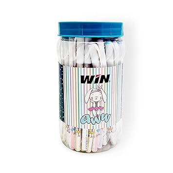 Win Aww Ball Pens Set | 50 Pens Jar, Blue Ink | Assorted Colours, Cute & Lightweight Design Body | Gifts for Stylish Girls & Women | Pens for Writing | 0.7 mm Tip Ball Pens Pack | Smooth Writing Pastel Pens | Stationery Set for Students | Pens Blue Ink Set for Girls |