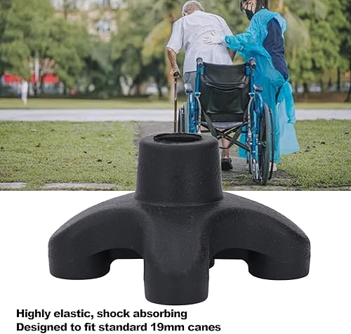 Miniatura 6 de Pongnas Quad Cane Tips for Stability 4 Prong Self Standing Cane Tip with Non Slip Rubber Base for Canes with 19mm Threaded Shaft Heavy Duty ABS