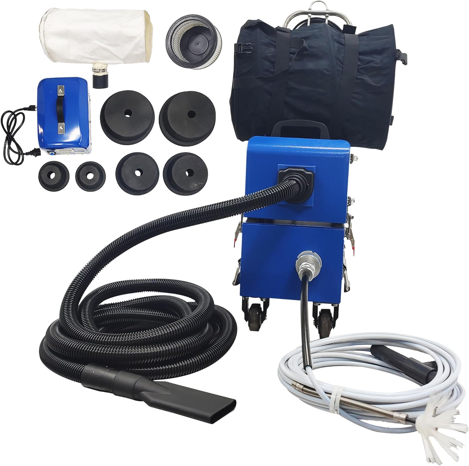 220V/110V Air Duct Cleaning Machine with Rotary Brush & Vacuum Suction for 50-200mm Pipe Diameter Professional Sweeping and Suction Cleaner for Home and Commercial Ventilation Systems