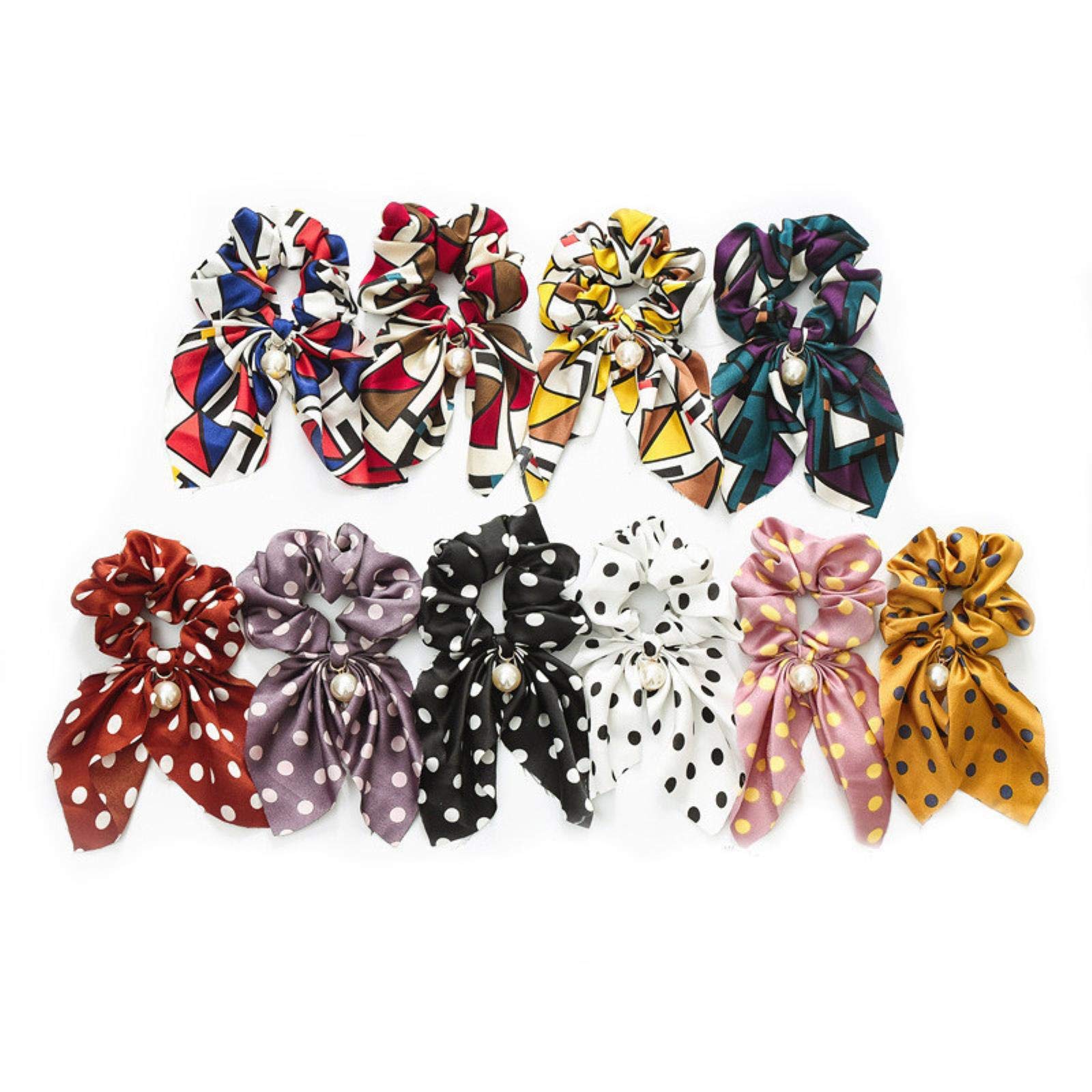 Strik Paardenstaart Houder Elastische Haarbanden voor Meisjes Bloemen Afdrukken Haaraccessoires Vrouwen Hoofddeksels Haarband Ribbon-D-Geel