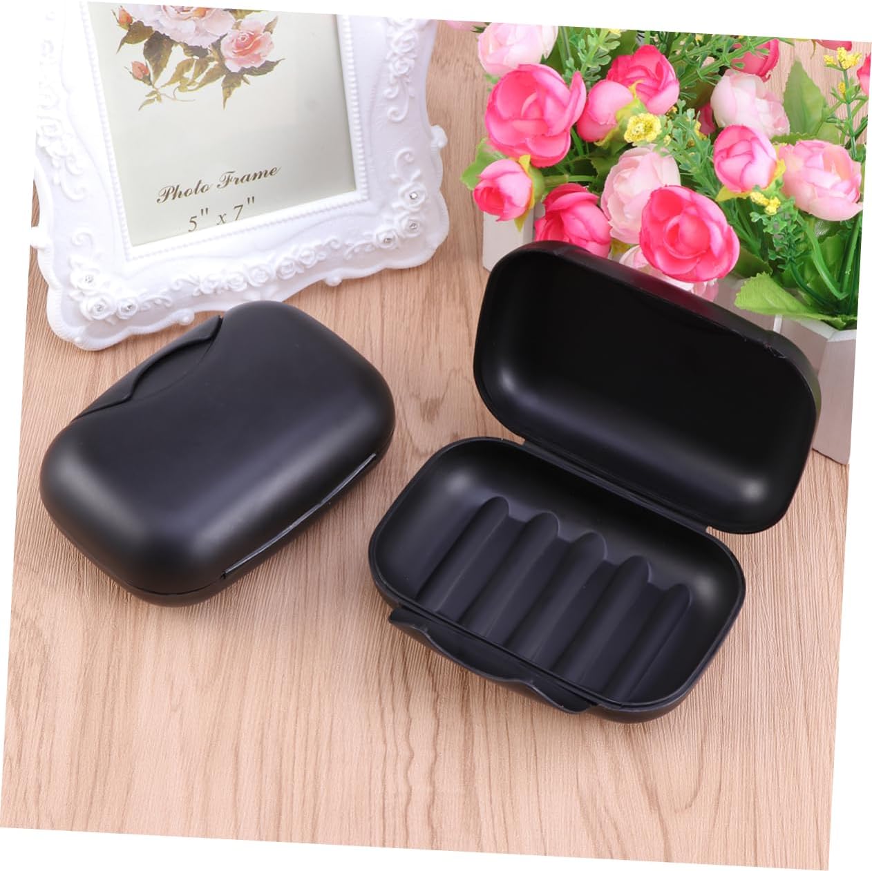 PRETYZOOM Creative Portable Soap Case Travel Friendly Leakproof Soap Dish Box for Outdoor Activities Hiking Camping Home Use Black Holder