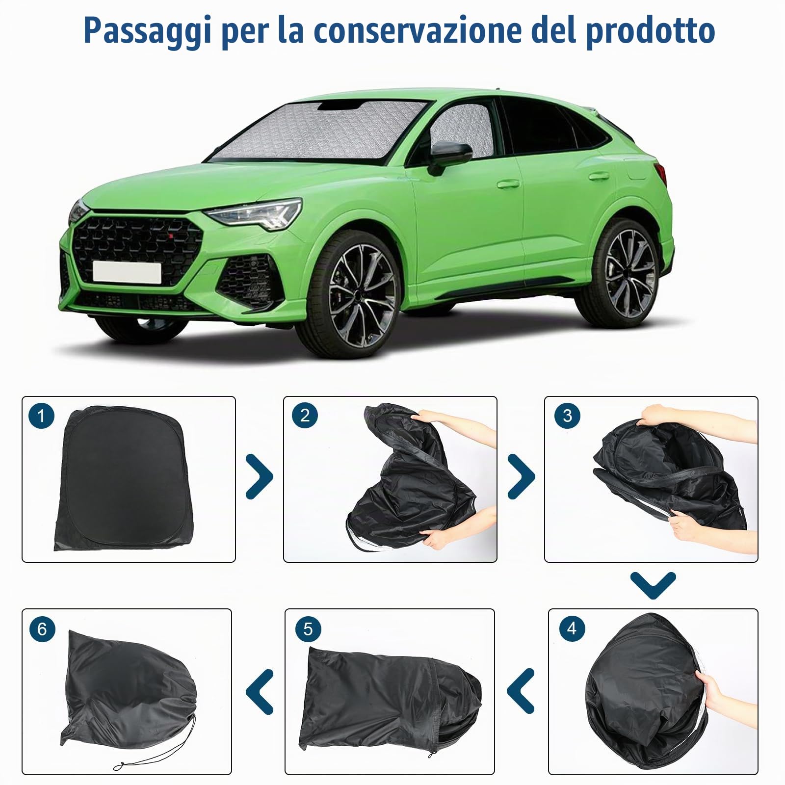 Parasole Auto Parabrezza Anteriore sostituzione per Audi Q3 2019-2025, 3 Pezzi Tecnologia di Lusso Tappetino Termico, Foglio di Alluminio Pieghevole Parasole, Addensato Parabrezza Copertura