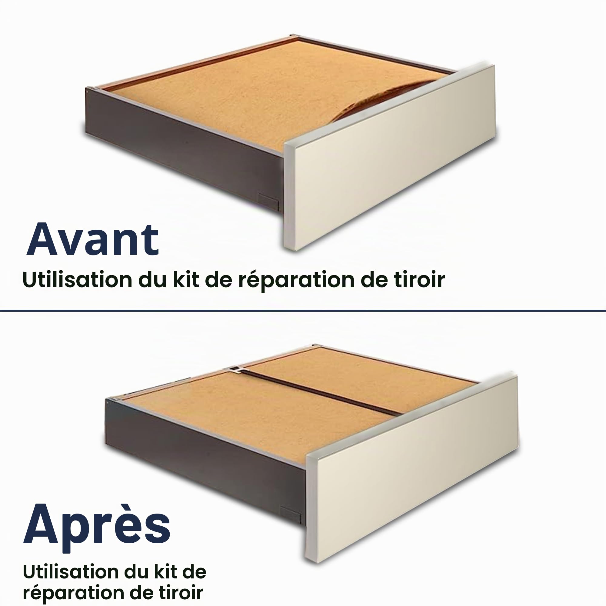 Lot de 4 kits de réparation de tiroirs – Réparez un fond de tiroir usé ou cassé en quelques minutes – Kit de réparation rapide pour commode ou meuble de chambre à coucher –Redonnez-leur une nouvelle vie tout en faisant des économies