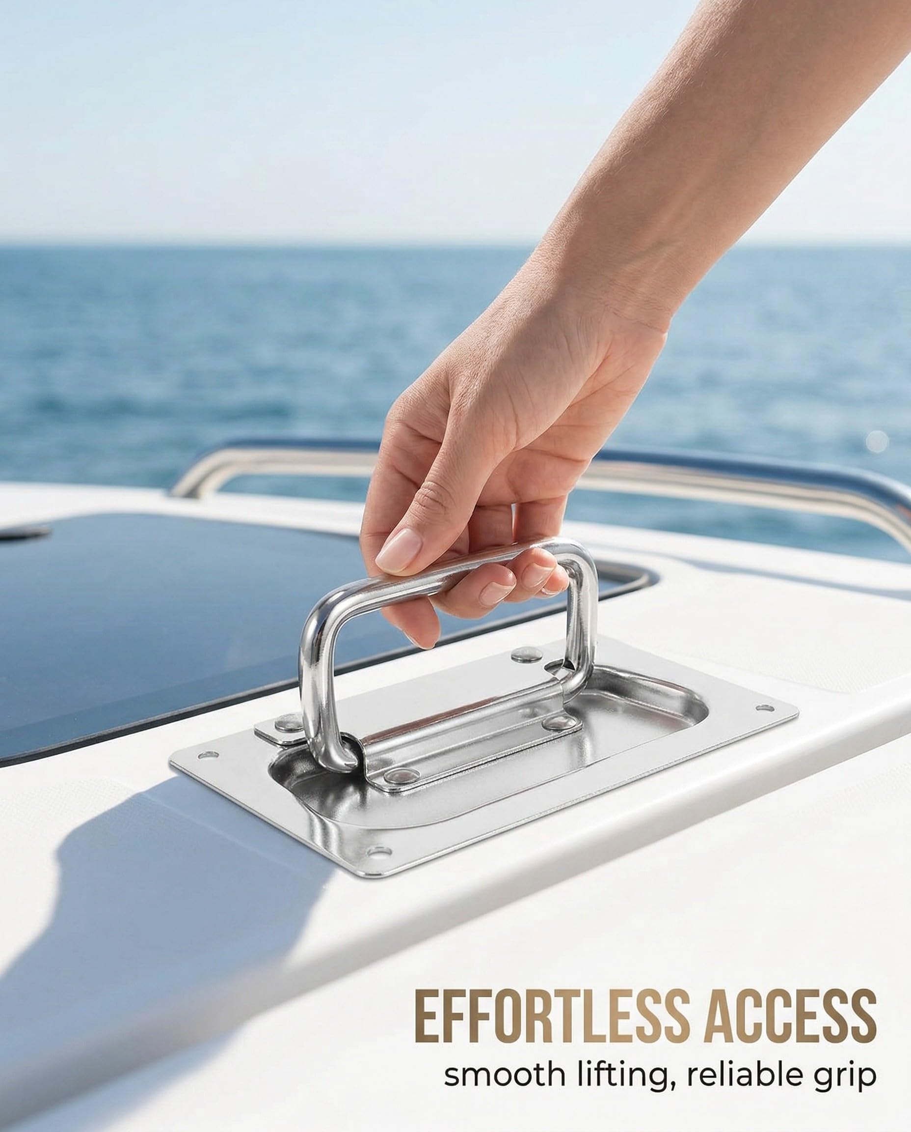 Maniglia anello acciaio inox incasso, boat hatch handle, maniglie nascoste sollevamento porta scorrevole cucina armadietti.