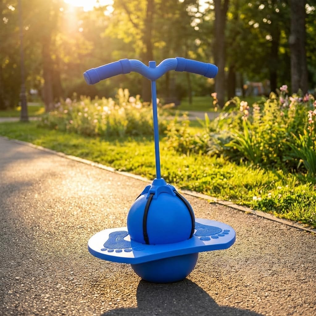 Balance Jumping Ball for Kids & Adults, Pogo Jumper with Handle and Ball Pump, Safe Non-Slip Indoor and Outdoor Toy