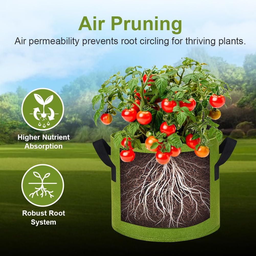 5 Gallon Grow Bags 16 Pack Multicolor Fabric Plant Pots with Handles Nonwoven Potato Grow Bags Plant Growing Containers Bag for Garden Fruit Vegetable Flower(Orange+Blue+Yellow+Green)