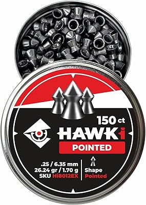 Hawki Airgun Pellets -.25/6.35mm Caliber (26.24 gr/1.70 g) 150 ct Hi8012EX Pointed