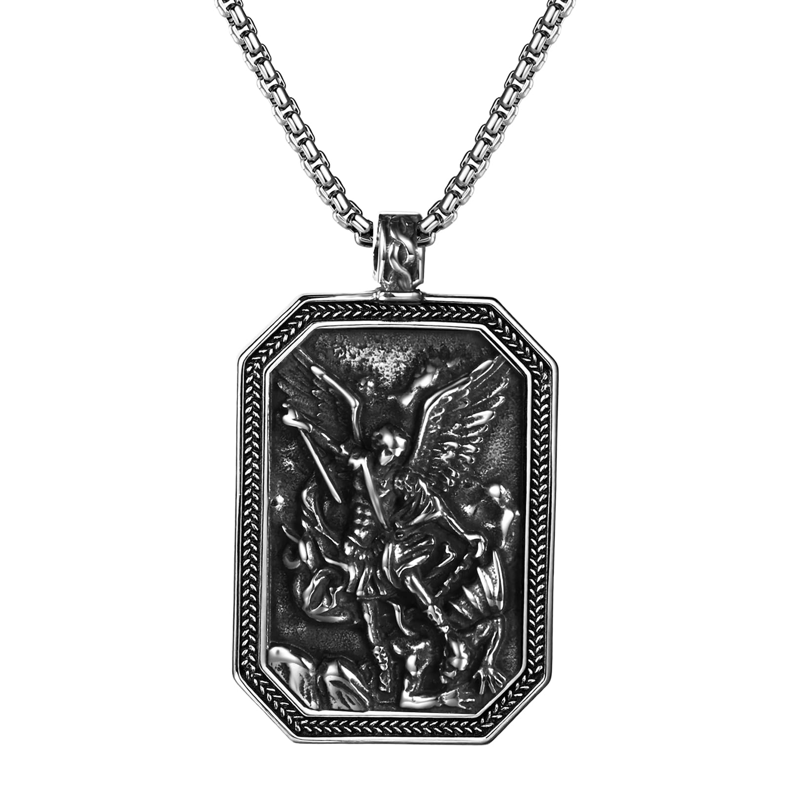 OIDEA Herren Halskette Michael Dogtag: Retro Vintage Schutza