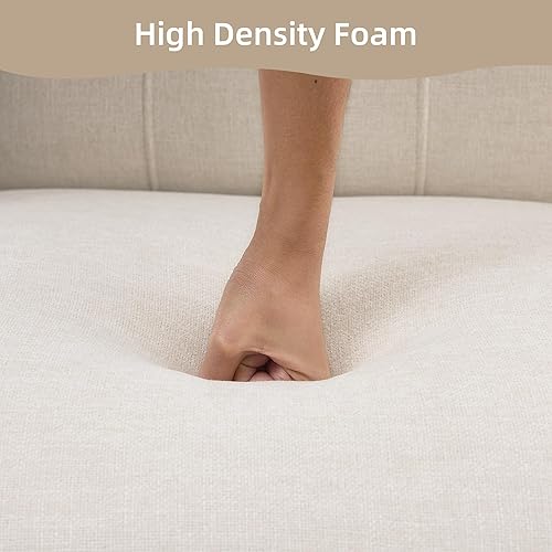 Vista 7 de Juego de 2 sillas de comedor con ruedas, moderna silla de comedor enrollada tapizada sin brazos con ruedas para cocina, sala de estar, tela beige