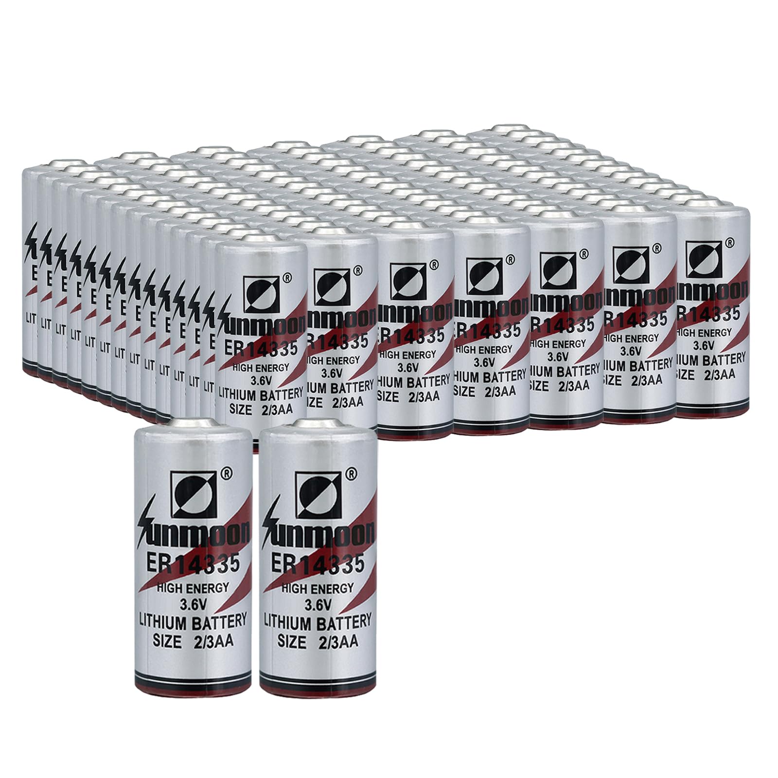 100 Pack ER14335 2 3AA 3 6V 1650mAh Primary Lithium Battery for Smoke Alarm Smart Meters Temperature Monitors