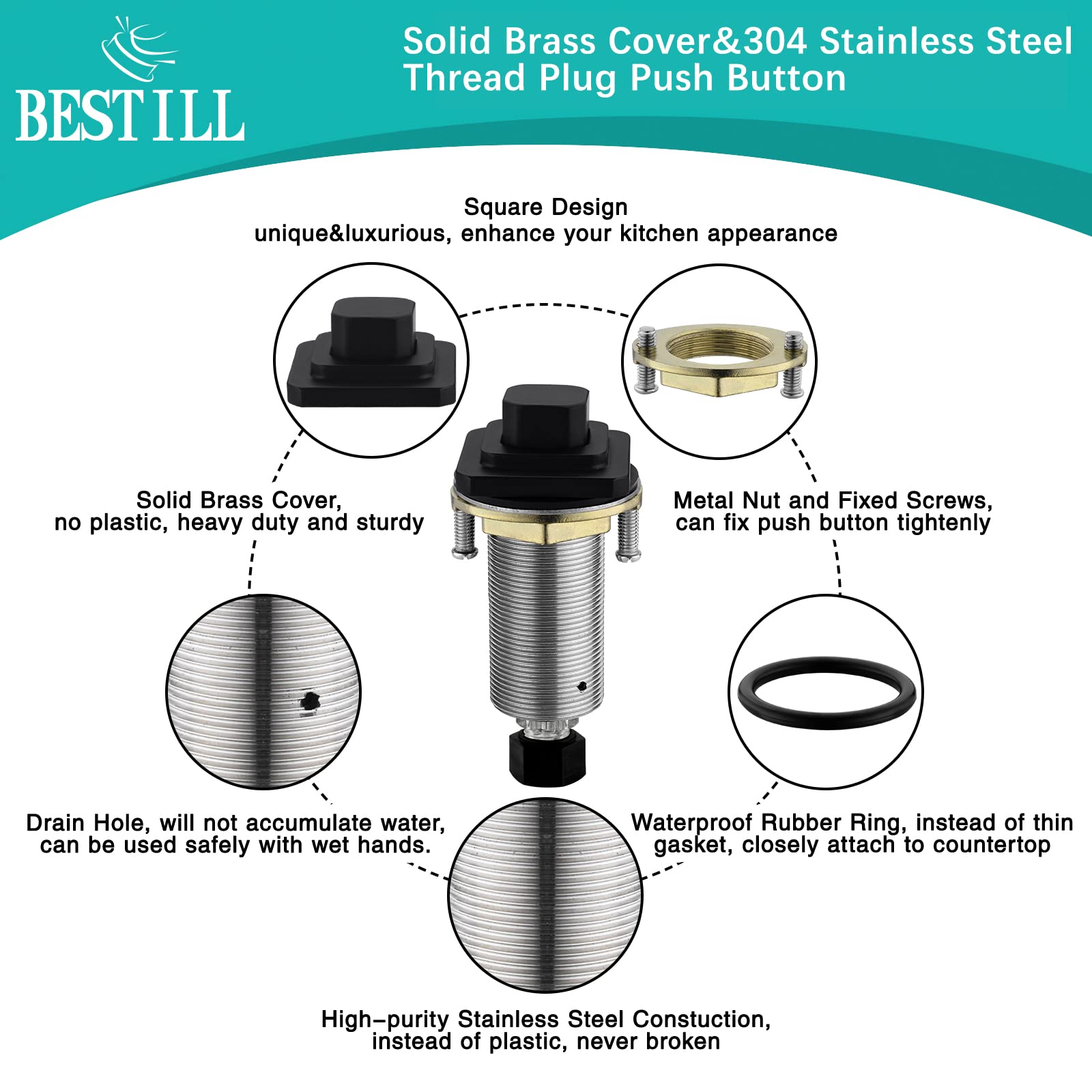 Garbage Disposal Air Switch Kit, UL Listed, Matte Black