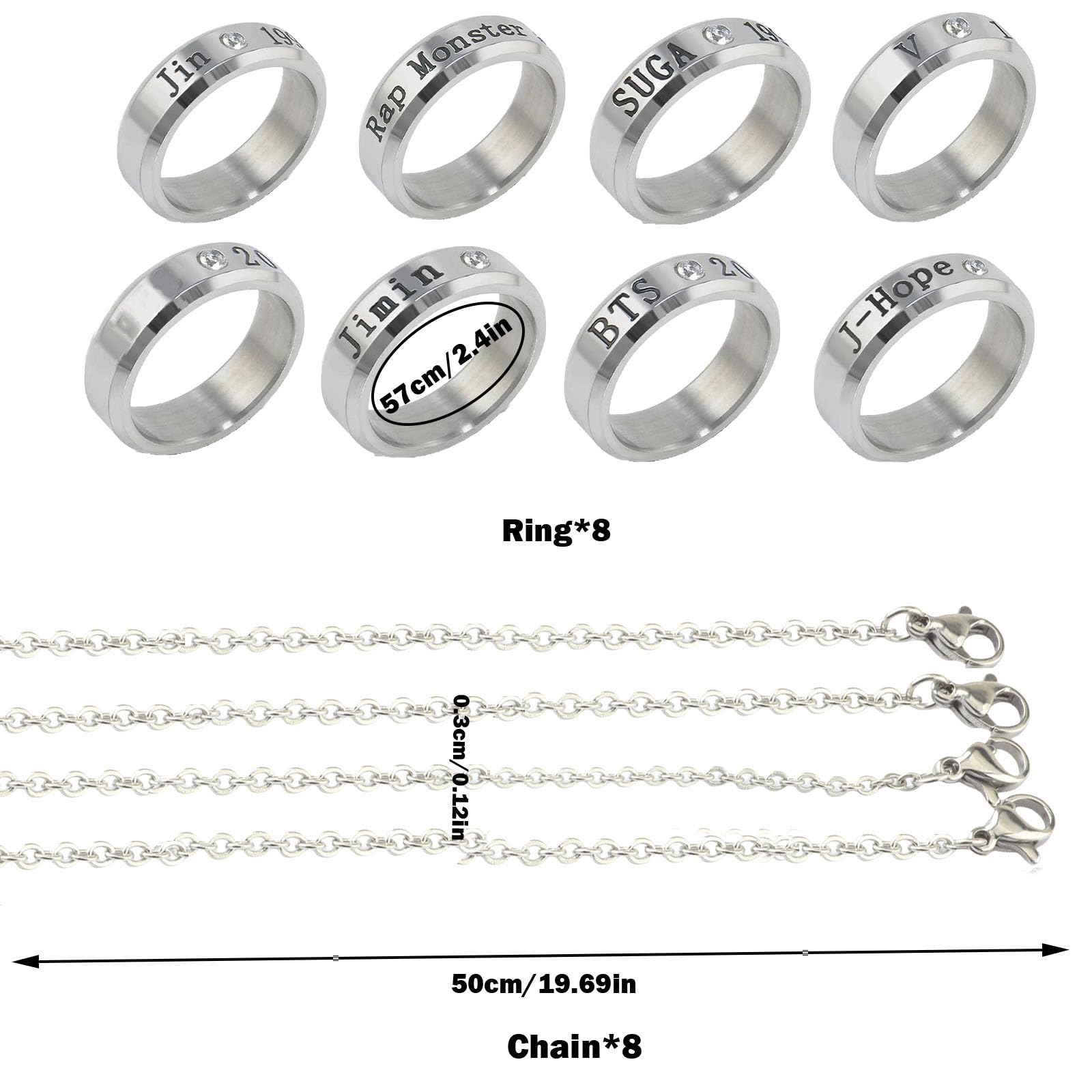 Bangtan S Anillo Collar 8 Piezas Kpop Joyería Regalos Fiestas Cumpleaños Niños Niñas Army