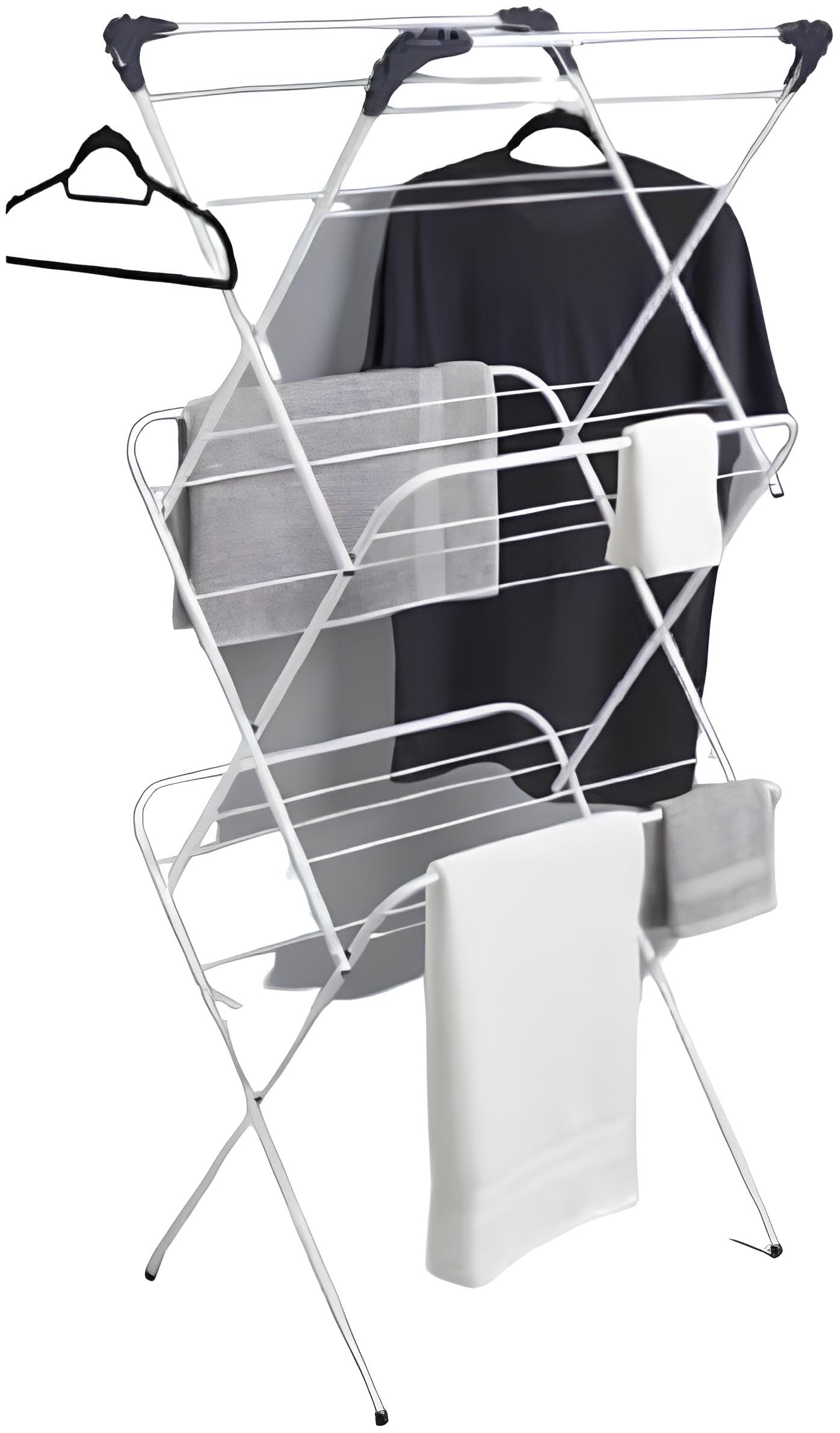 Optimal Products 3 Tier 14M Folding Clothes Airer For Laundry Indoor And Outdoor Non-Slip Feet & Corner Spaces for Hangers Home Storage Foldable Drying Rack Lightweight and Space Saving Washing Line