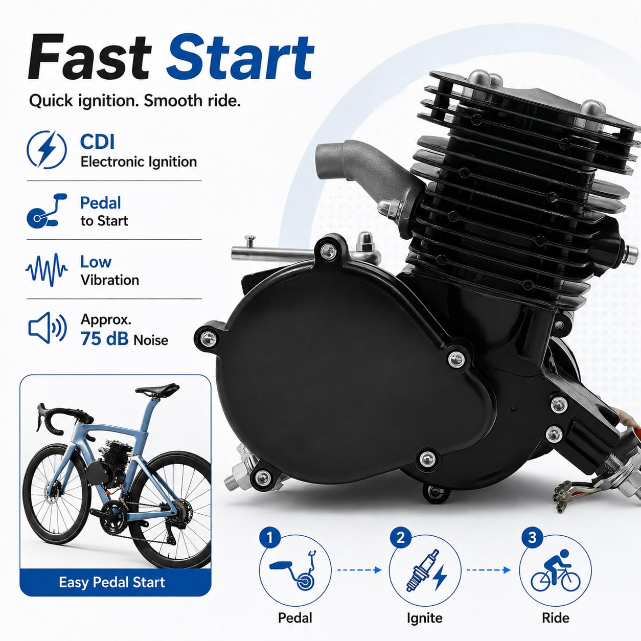 gas motor for 3 wheel bicycle JAYGOVAN 110CC Bike Kit 2 Stroke Motorized Conversion Kit Motorcycle Gas Motor For Wheel