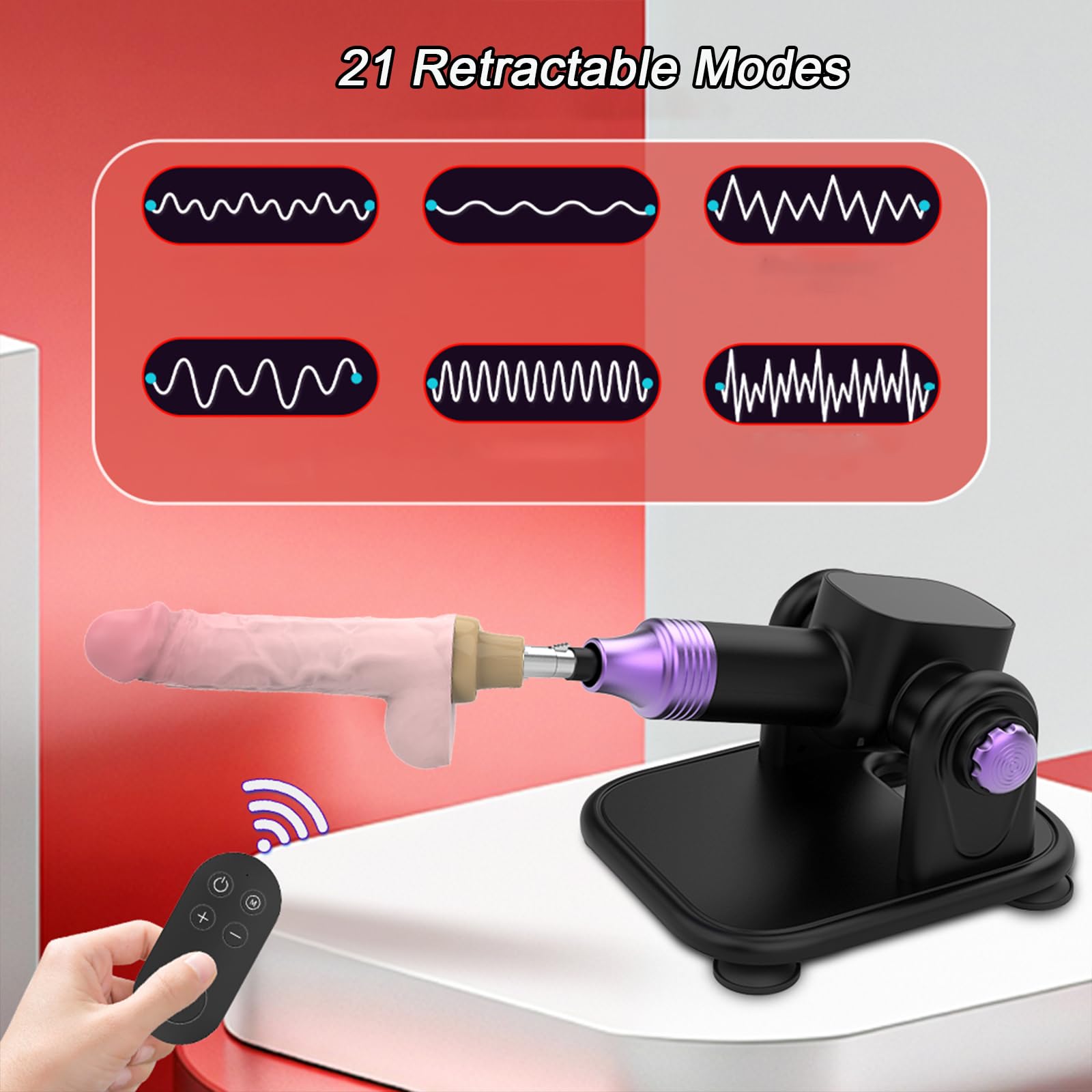 AMAZBEE Macchina del sesso con dildo realistico Macchine automatiche di spinta con attacchi 3XRL Dispositivo portatile FuckMachine con ventose (9 pcs,1)