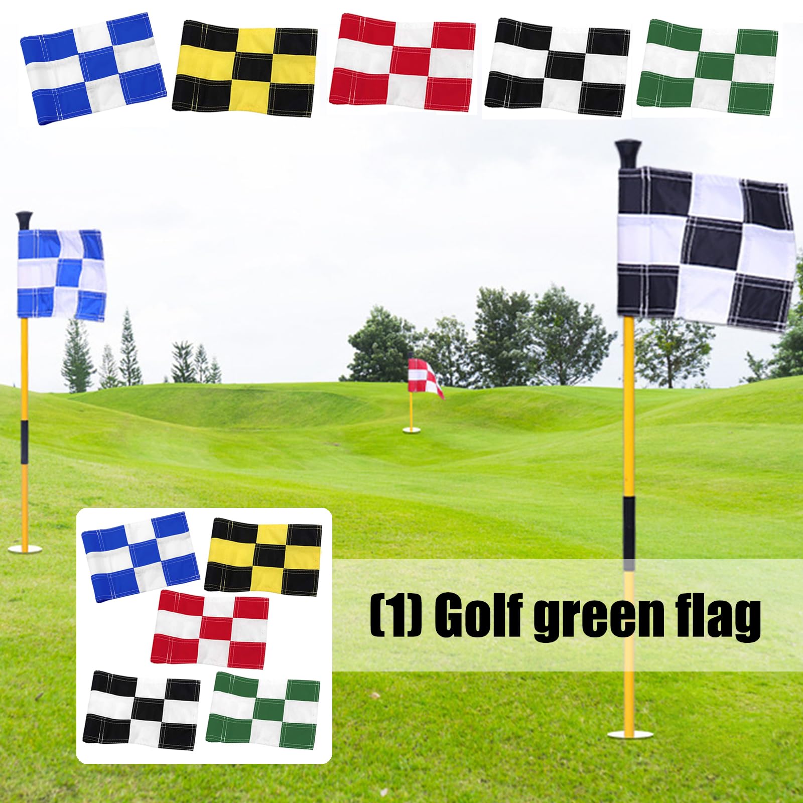 Drapeaux verts de golf résistants aux déchirures - Haute visibilité - Drapeau de golf pour débutants