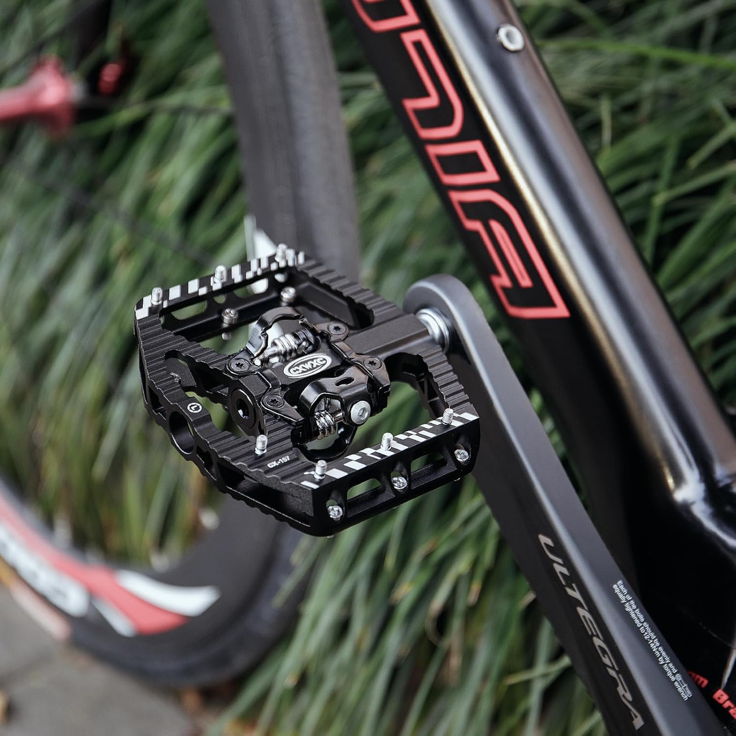 CXWXC Pedali per bicicletta, a clic e piatti con 3 cuscinetti, pedali in alluminio, 9/16 pollici, pedali per bici da corsa, mountain bike, city bike