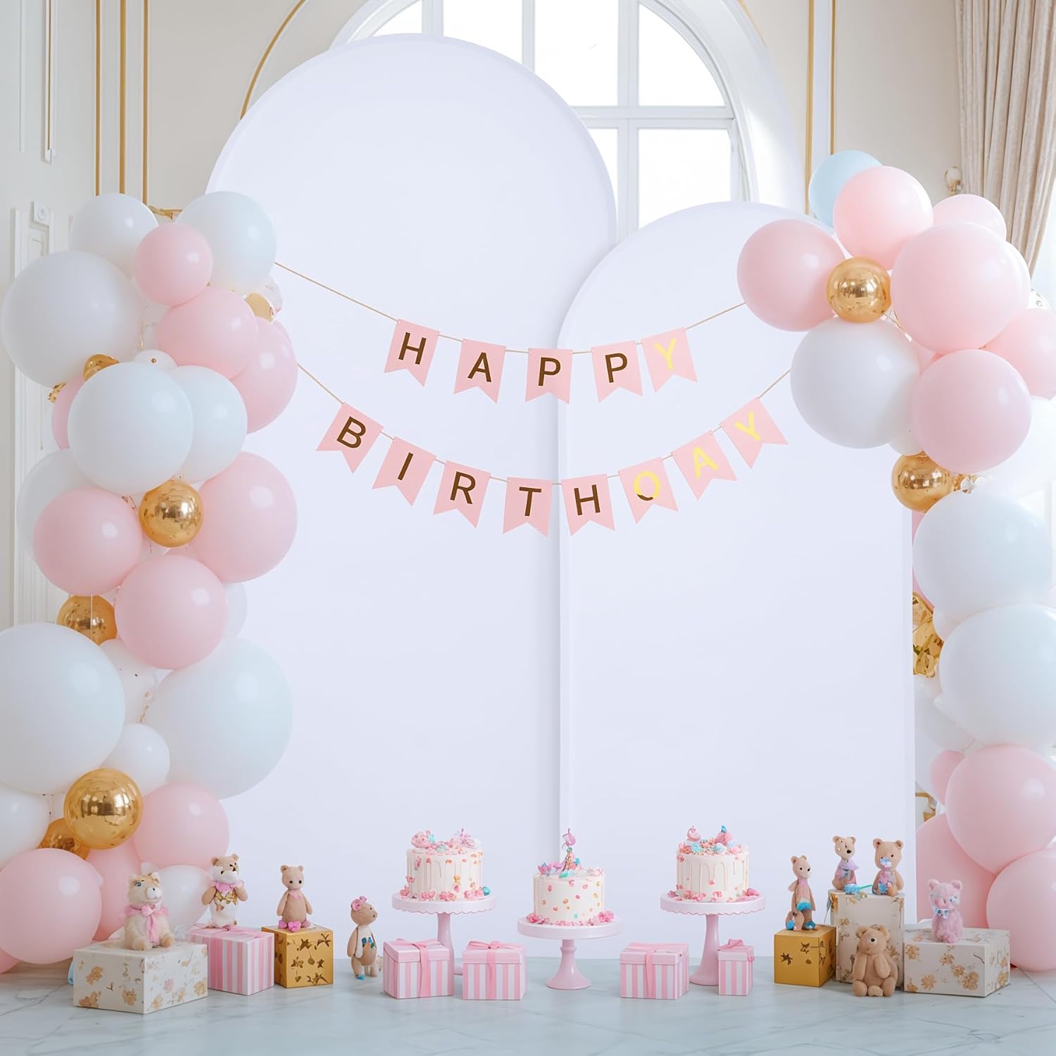 White Arch Backdrop Covers - 7.2FT, 6FT Spandex Fitted Wedding Arch Stand Covers Round Top Chiara Arch Backdrop Cover for Wedding Birthday Party Decoration