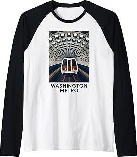 Washington DC Metro Subway Retro Transit City Artwork Raglan Baseball Tee