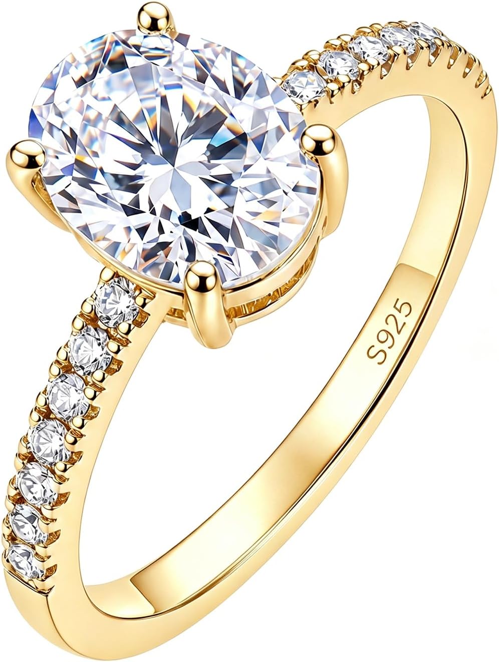 TenKa 1/2/3/4/5CT Engagement Rings for Women, 925 Sterling Silver Oval Cut Solitaire Cubic Zirconia CZ Wedding Bands, Travel Promise Rings for Her Size 4-11