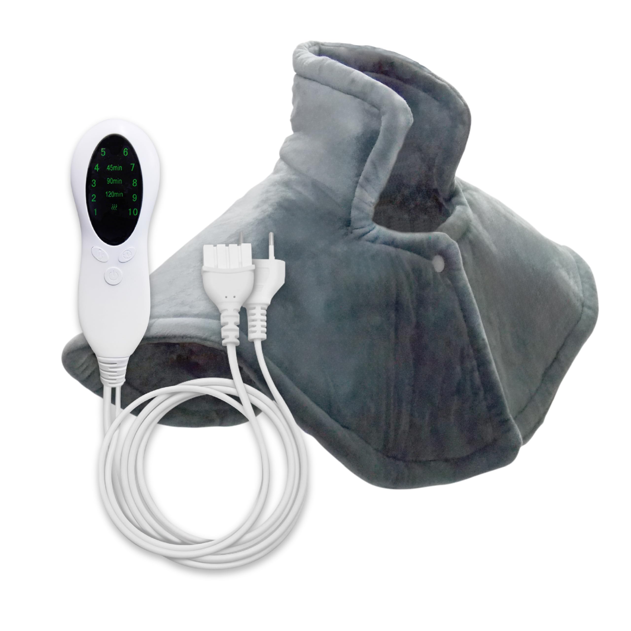 LED ATOMANT Almohadilla Termica Electrica Cervical para Cuello y Hombros 60x35cm, 10 Niveles de Calor, Temporizador y Apagado Automático, Tejido Ultrasuave de Poliester, Lavable a Maquina