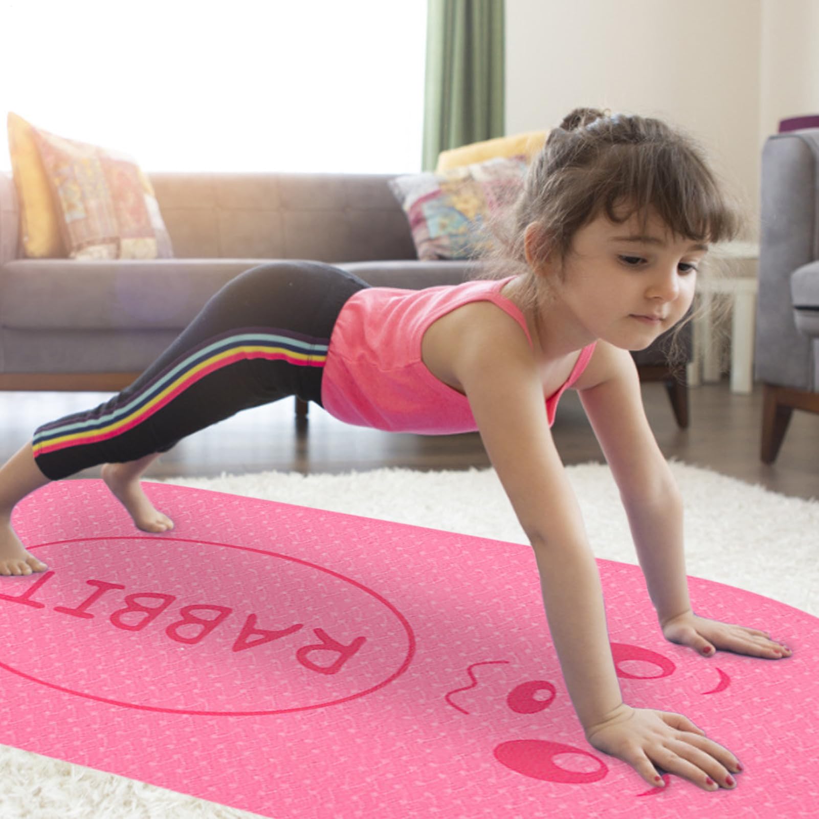 Tappetino da yoga per bambini - Esercizio antiscivolo in TPE 60 x 24 pollici per bambini, bambini piccoli e piccoli, per giocare in palestra stampata, yoga, stretching, palestra, viaggi, allenamento a