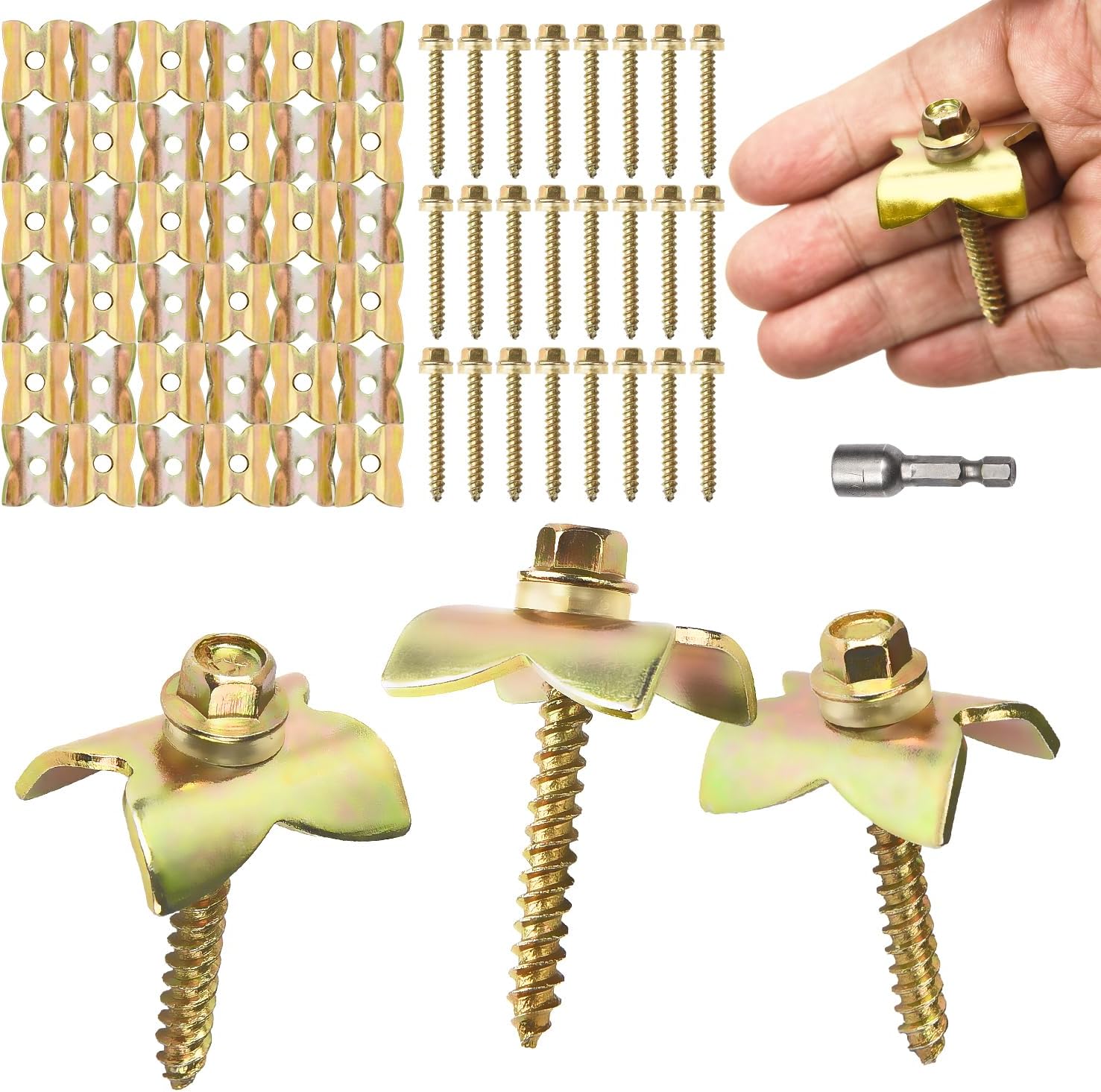 100Pcs Fence Nails, Steel Wire Fencing Staple for Softwood, Reusable Fence Staple Fasteners Nails with Wire Fixer for Wire Mesh and Woven Fences