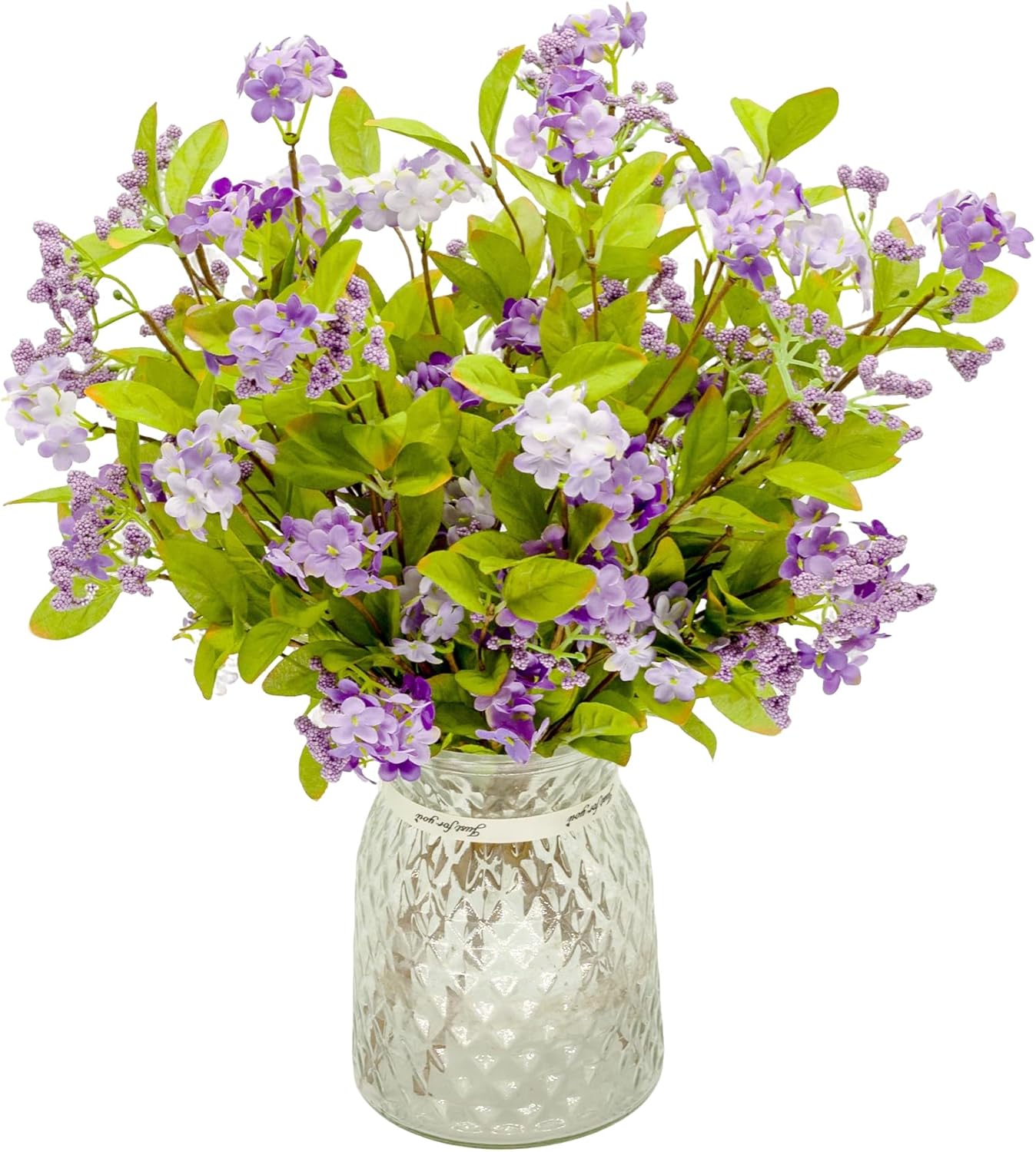 6PCS 16" Artificial Flowers Plants Lilac Branches for Vase Purple Silk Fake Spring Greenery Stems Real Touch Tall Bouquet Wedding Centerpiece Table Home Décor