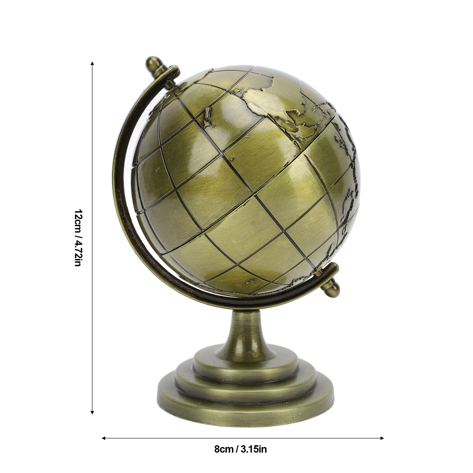 Metal Globe with Stand, 360° Rotating Alloy Educational World Globe for Office School Classroom Desktop Decor